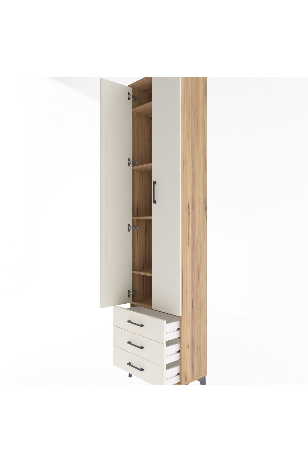 Arges Dolap 5 Raflı 3 Çekmeceli 2 Kapaklı 60x30x243 - S32M082V7A