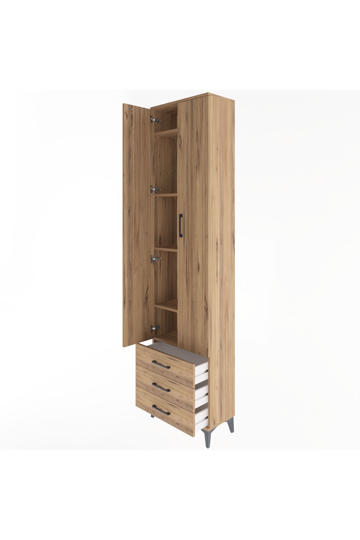 Arges Dolap 5 Raflı 3 Çekmeceli 2 Kapaklı 60x30x243 - S32M082V9A