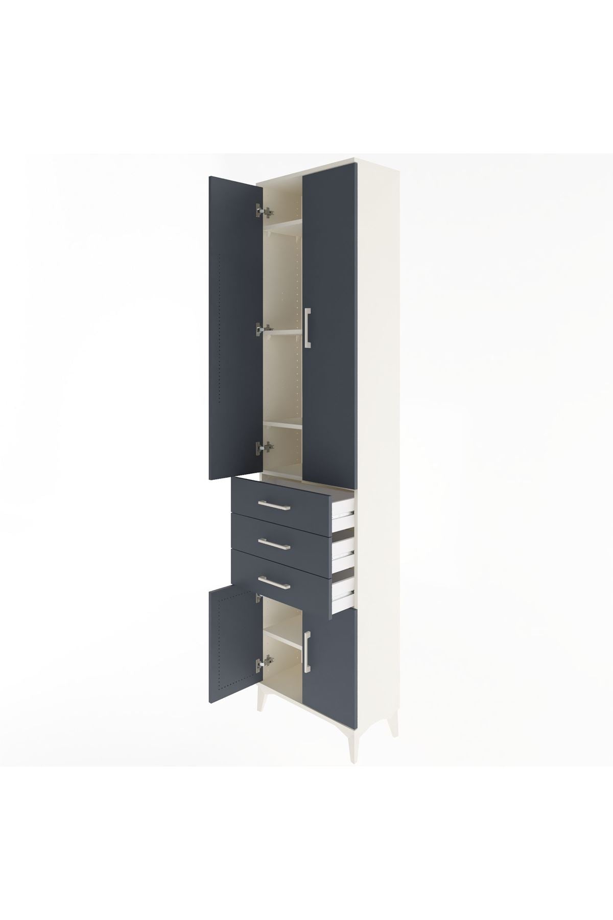 Arges Dolap 5 Raflı 3 Çekmeceli 4 Kapaklı 60x30x243 - S32M083V2A