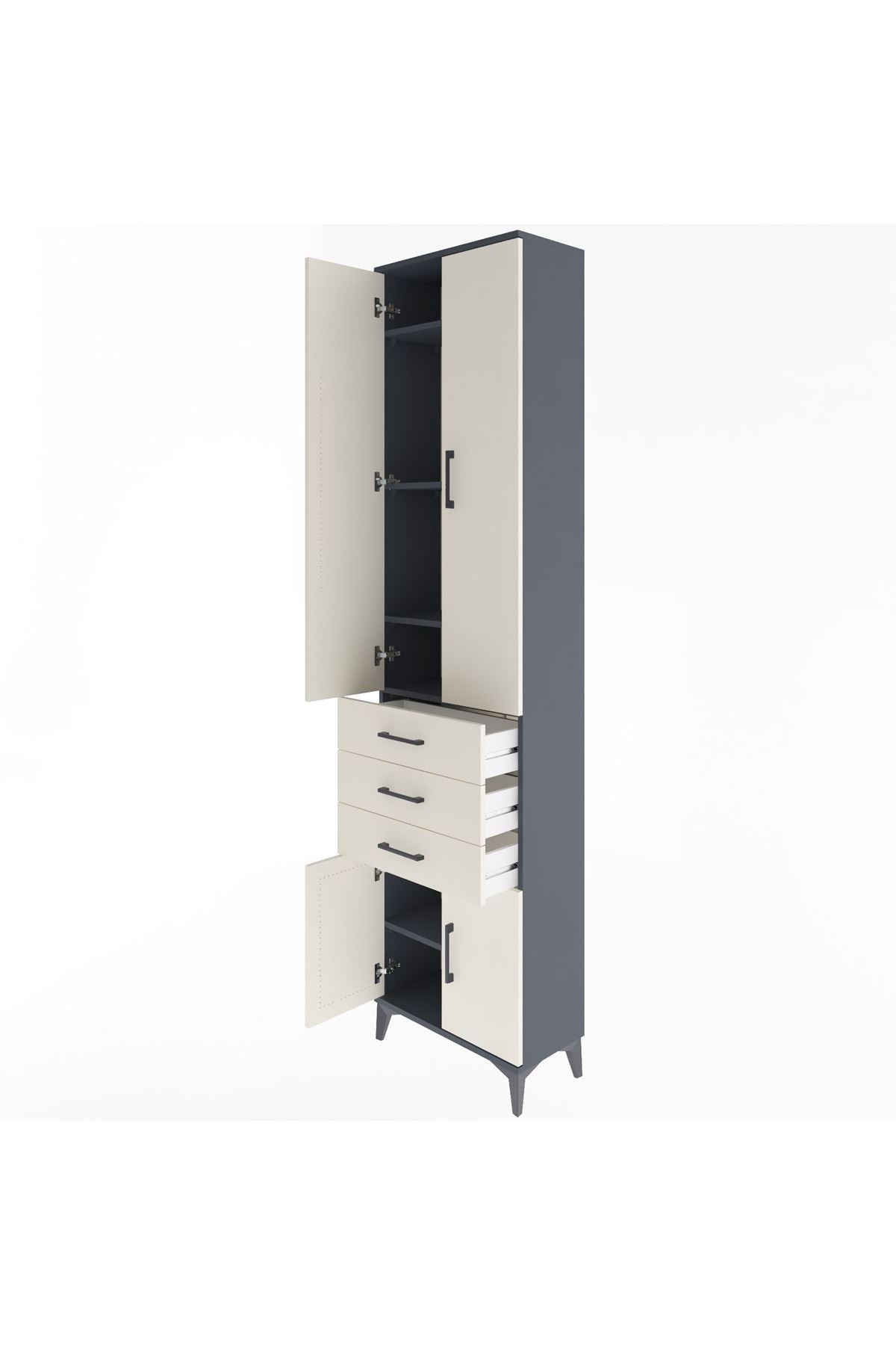 Arges Dolap 5 Raflı 3 Çekmeceli 4 Kapaklı 60x30x243 - S32M083V4A