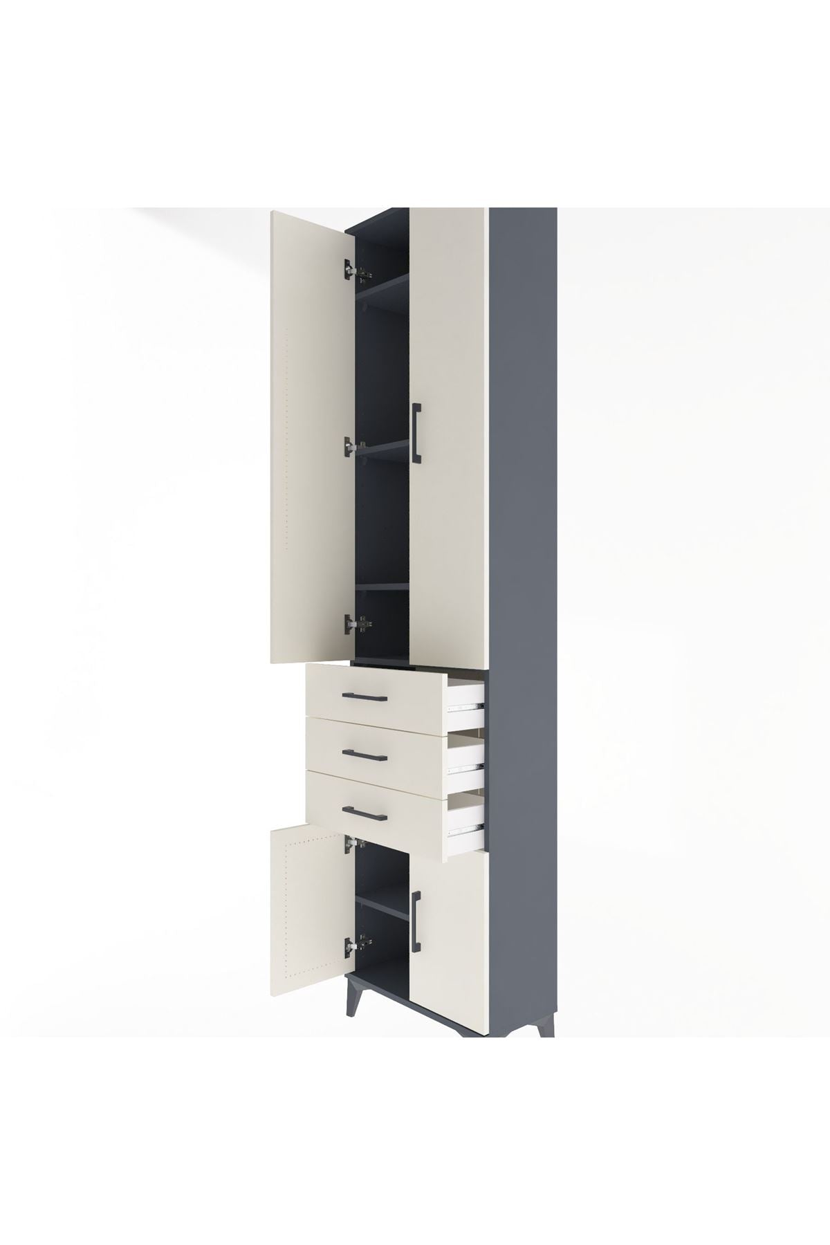 Arges Dolap 5 Raflı 3 Çekmeceli 4 Kapaklı 60x30x243 - S32M083V4A