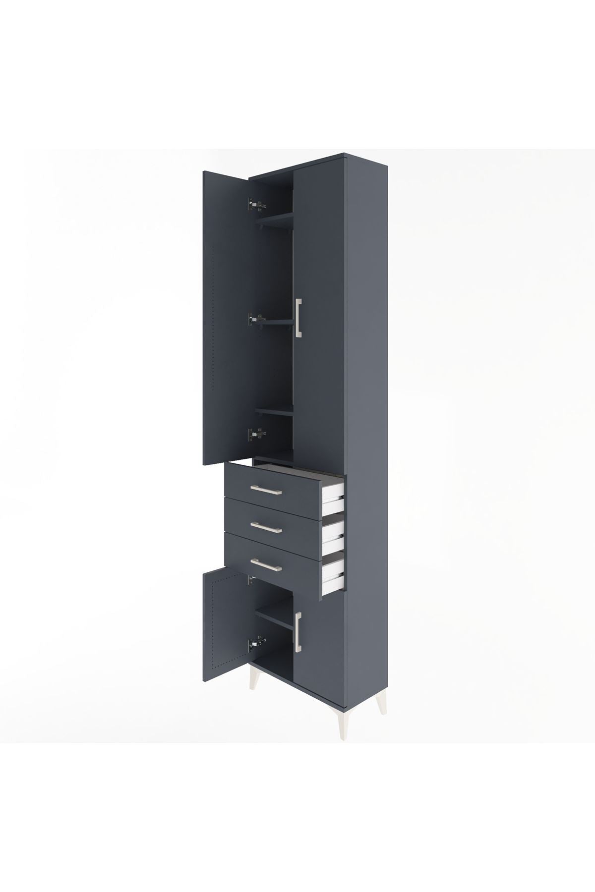 Arges Dolap 5 Raflı 3 Çekmeceli 4 Kapaklı 60x30x243 - S32M083V5A