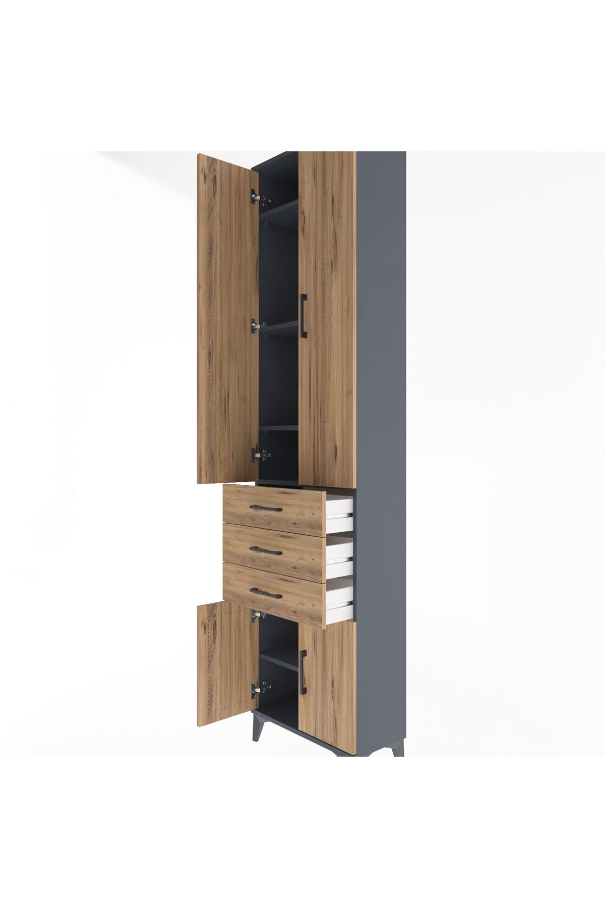 Arges Dolap 5 Raflı 3 Çekmeceli 4 Kapaklı 60x30x243 - S32M083V6A