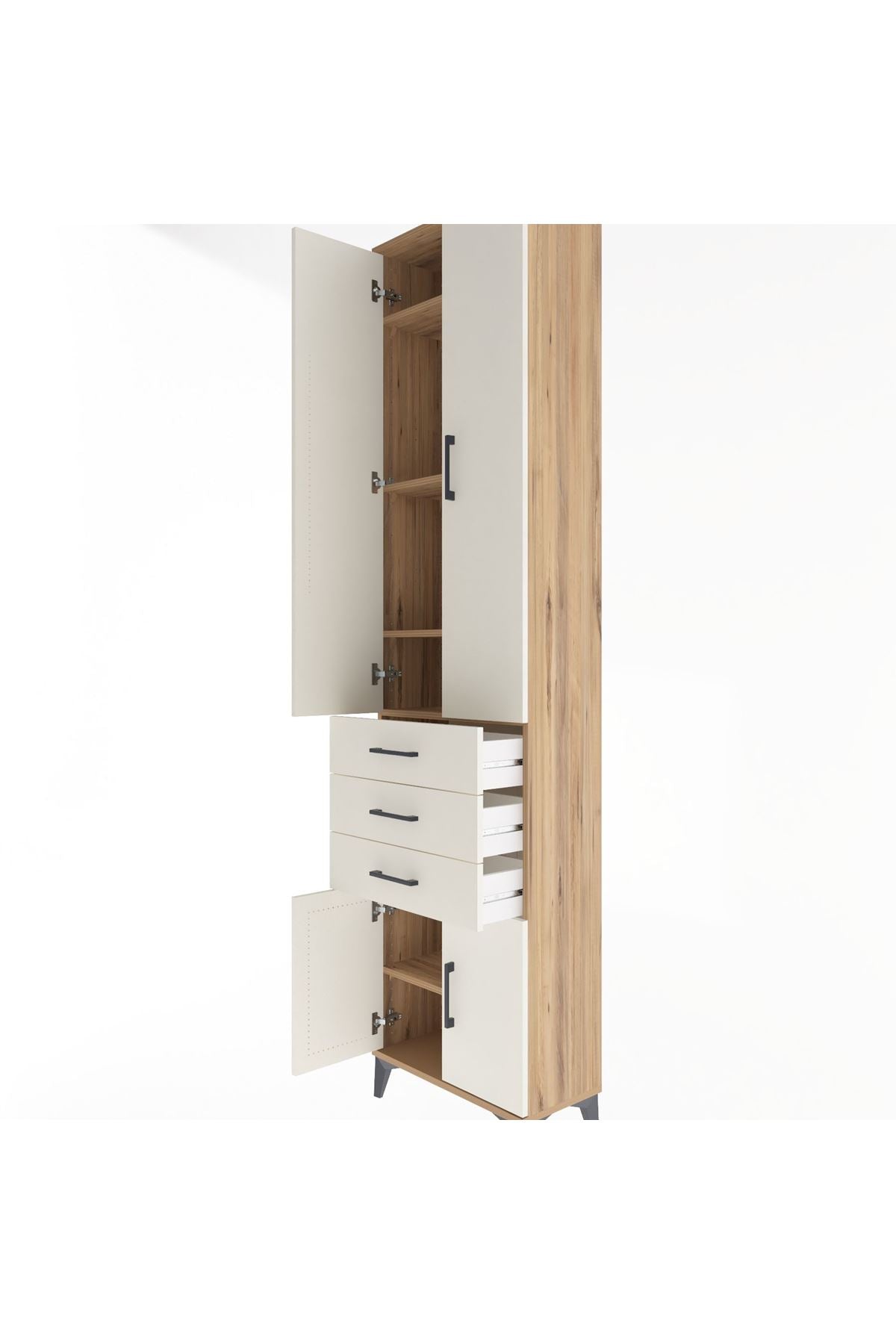 Arges Dolap 5 Raflı 3 Çekmeceli 4 Kapaklı 60x30x243 - S32M083V7A
