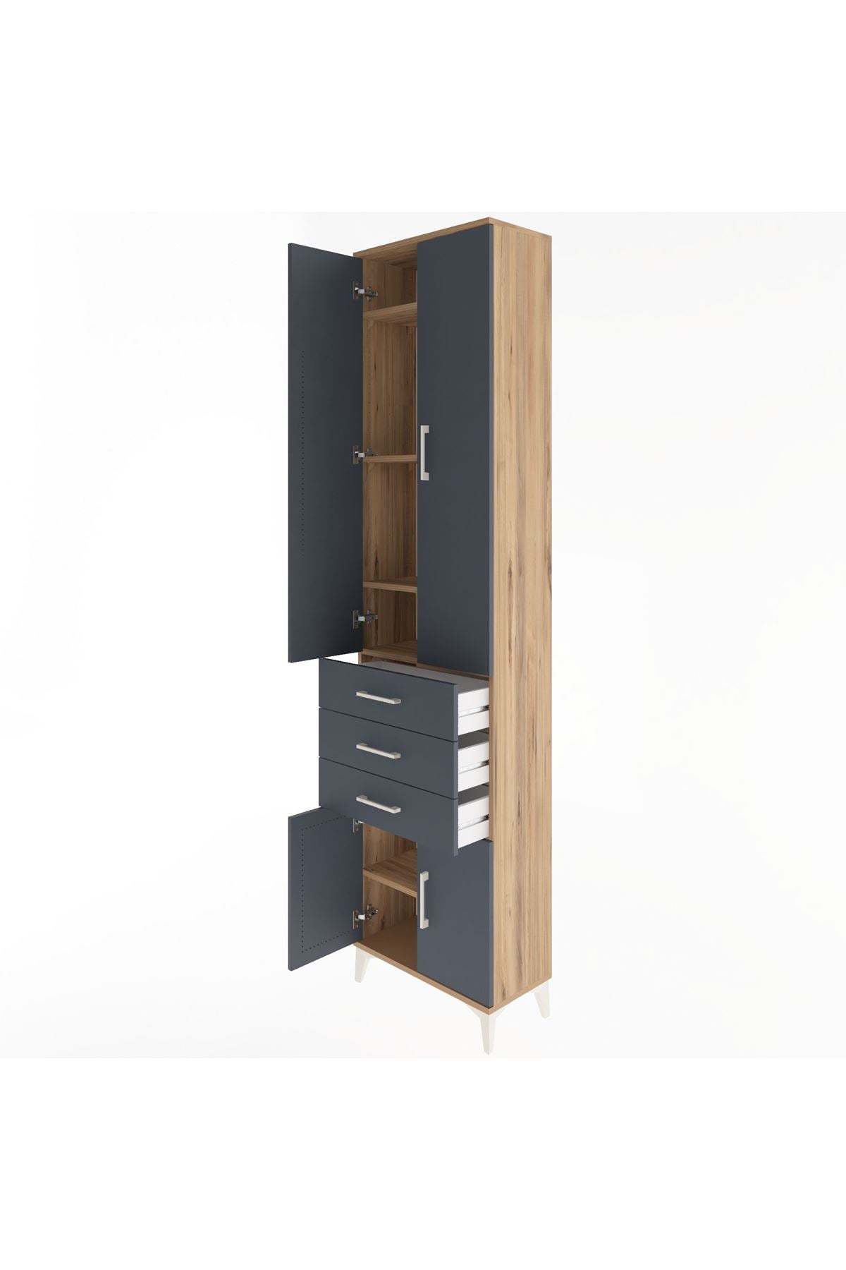 Arges Dolap 5 Raflı 3 Çekmeceli 4 Kapaklı 60x30x243 - S32M083V8A