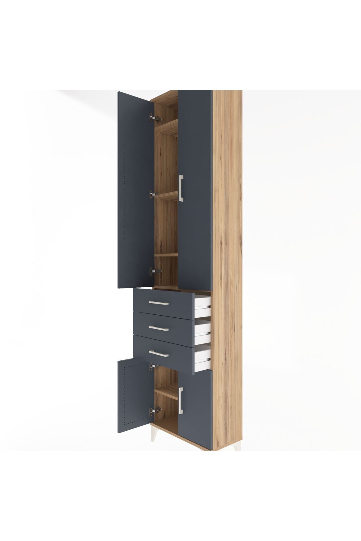 Arges Dolap 5 Raflı 3 Çekmeceli 4 Kapaklı 60x30x243 - S32M083V8A