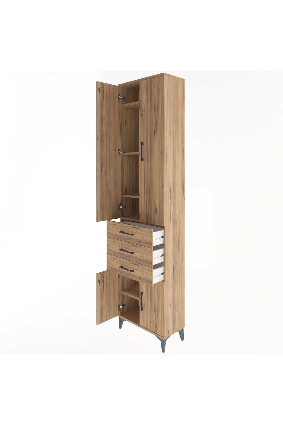 Arges Dolap 5 Raflı 3 Çekmeceli 4 Kapaklı 60x30x243 - S32M083V9A