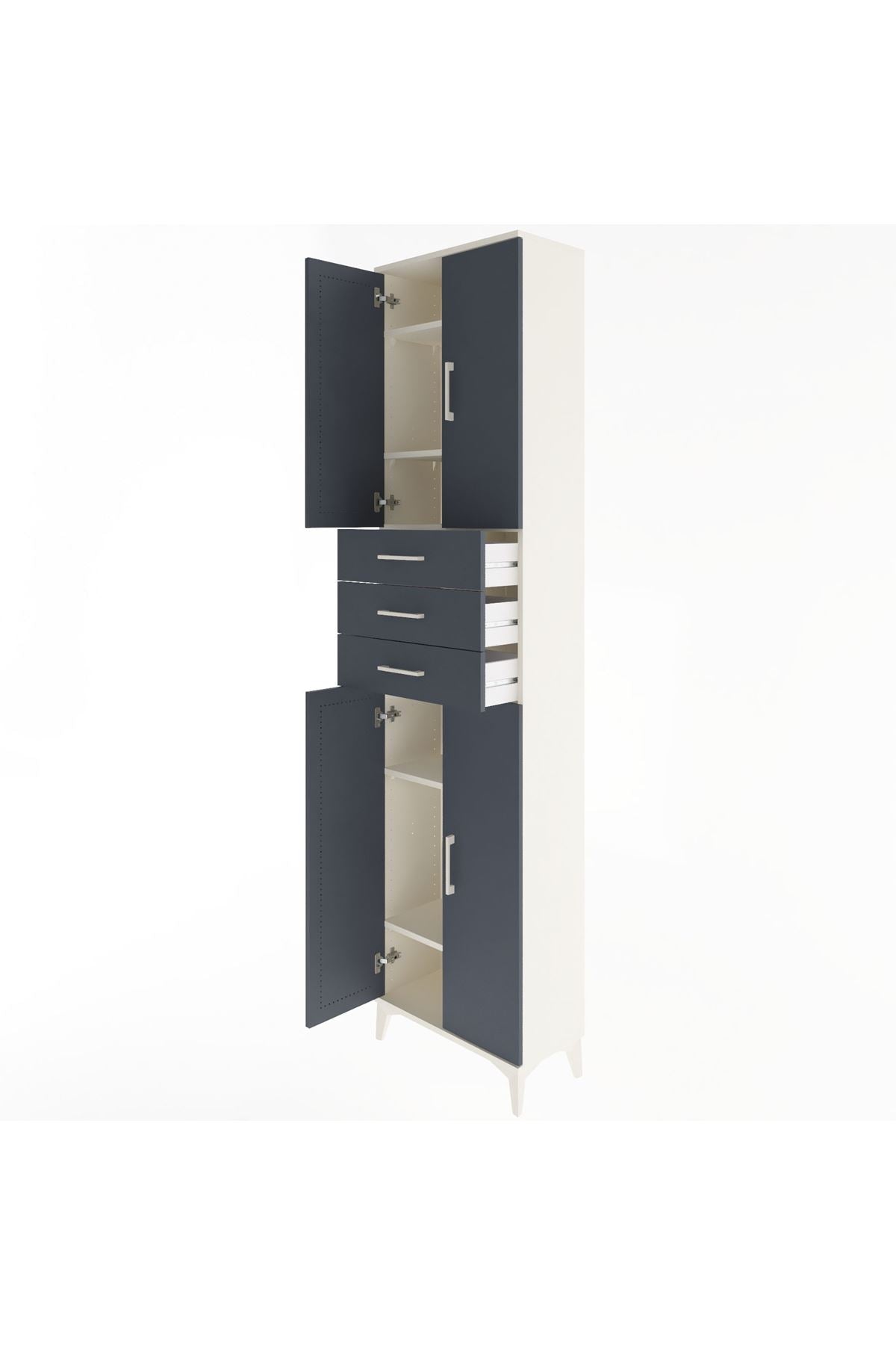 Arges Dolap 5 Raflı 3 Çekmeceli 4 Kapaklı 60x30x243 - S32M084V2A