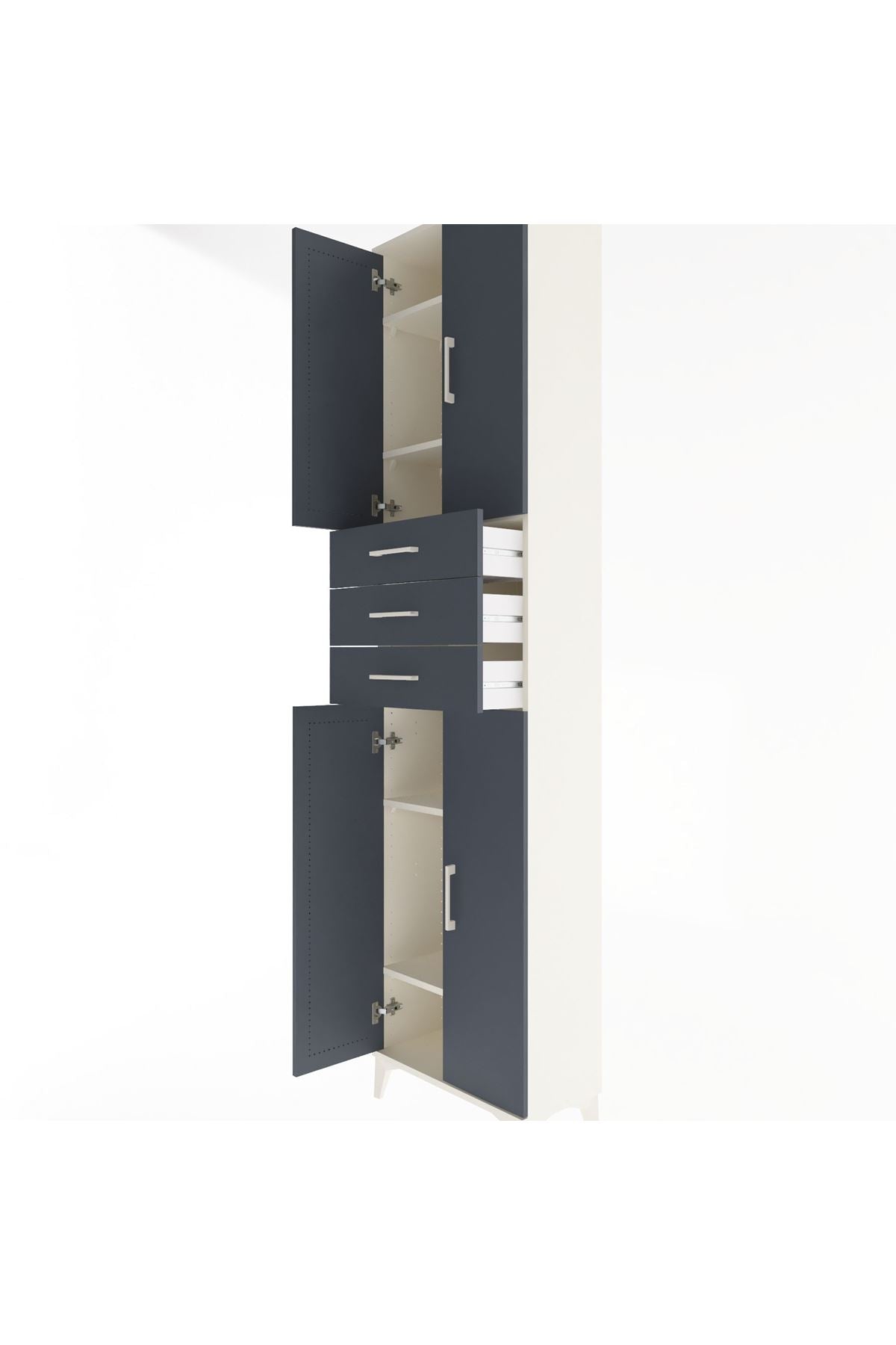 Arges Dolap 5 Raflı 3 Çekmeceli 4 Kapaklı 60x30x243 - S32M084V2A
