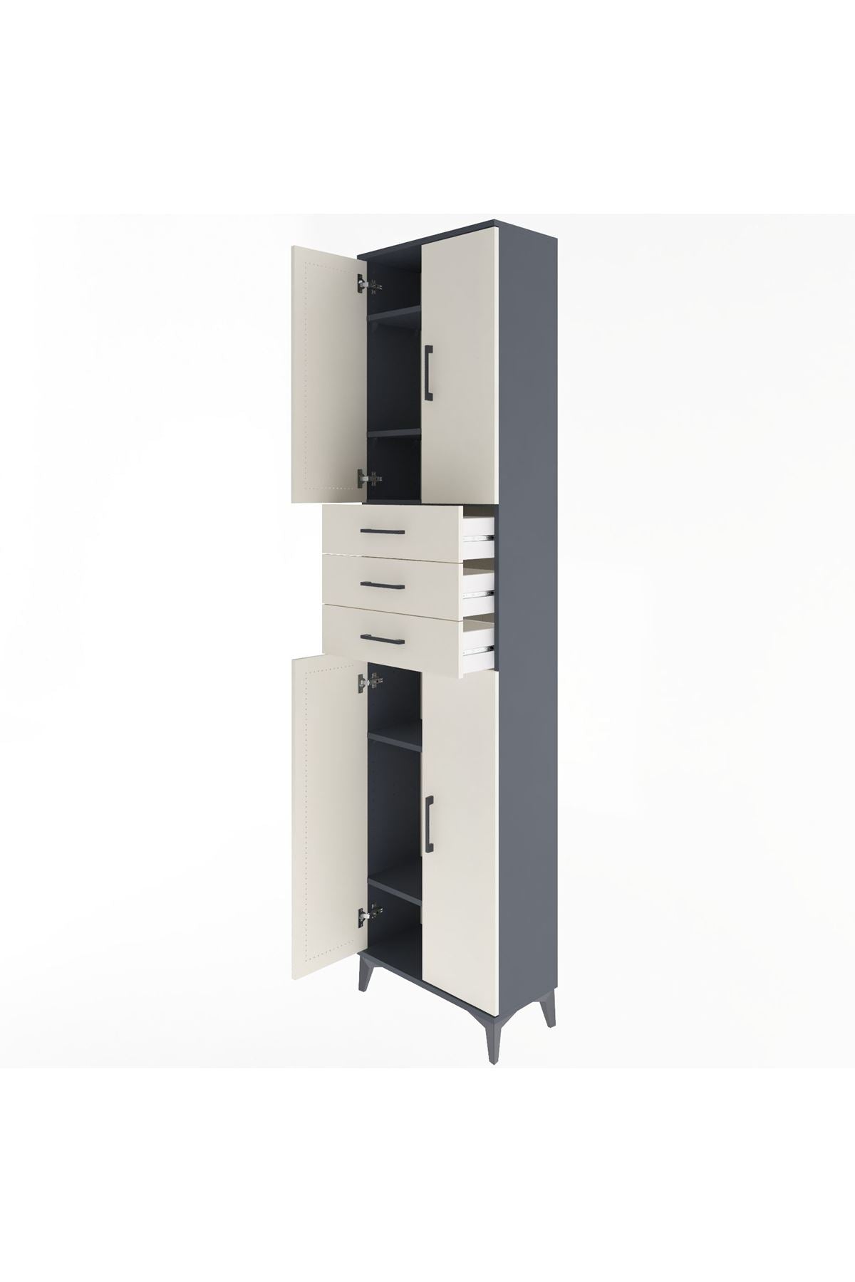 Arges Dolap 5 Raflı 3 Çekmeceli 4 Kapaklı 60x30x243 - S32M084V4A