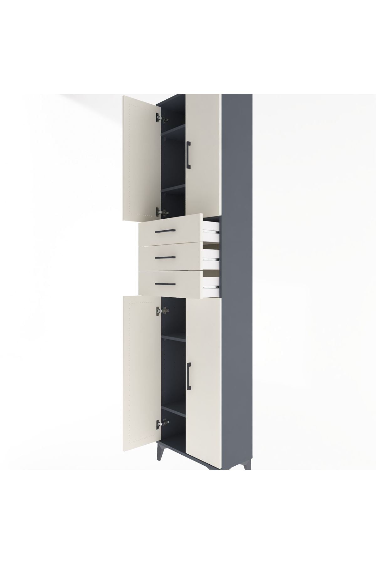 Arges Dolap 5 Raflı 3 Çekmeceli 4 Kapaklı 60x30x243 - S32M084V4A