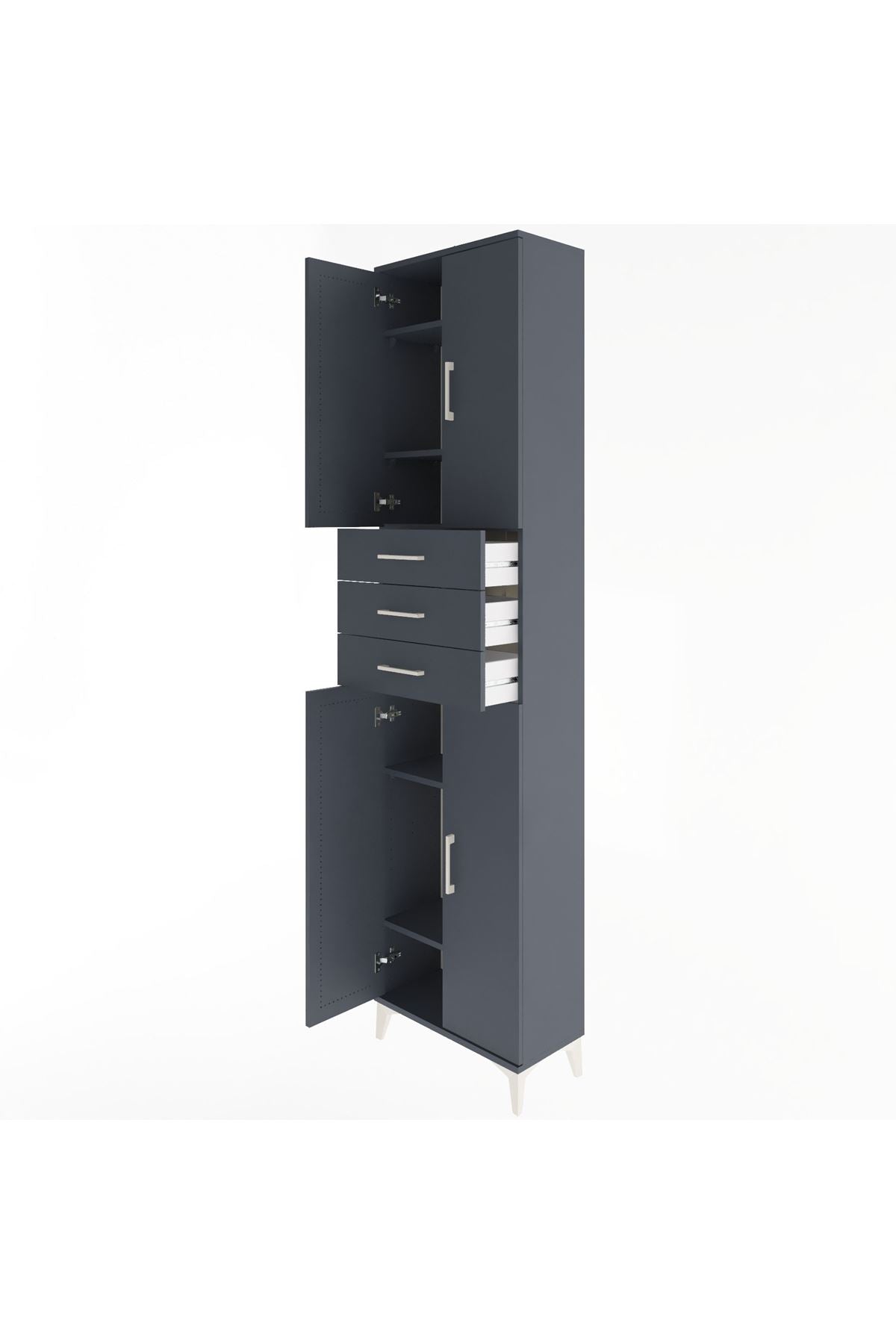 Arges Dolap 5 Raflı 3 Çekmeceli 4 Kapaklı 60x30x243 - S32M084V5A