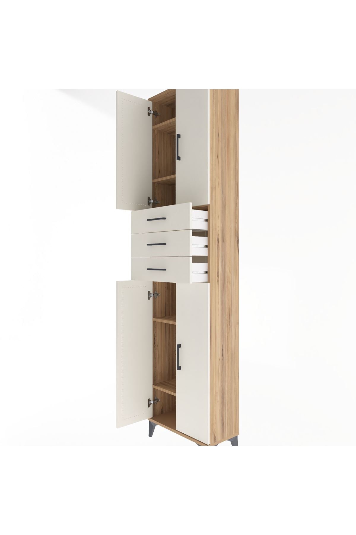 Arges Dolap 5 Raflı 3 Çekmeceli 4 Kapaklı 60x30x243 - S32M084V7A