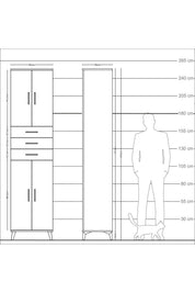 Arges Dolap 5 Raflı 3 Çekmeceli 4 Kapaklı 60x30x243 - S32M084V9A