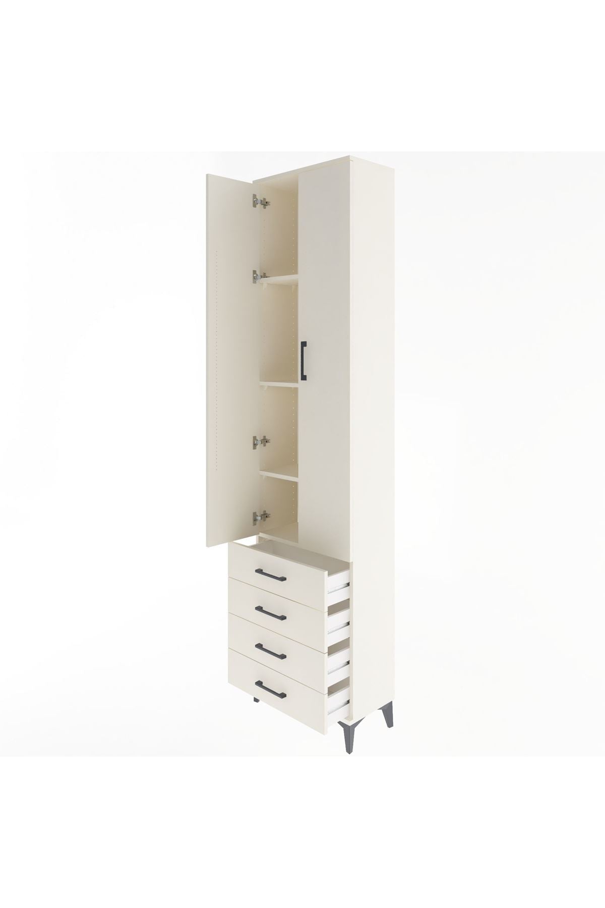 Arges Dolap 4 Raflı 4 Çekmeceli 2 Kapaklı 60x30x243 - S32M085V1A