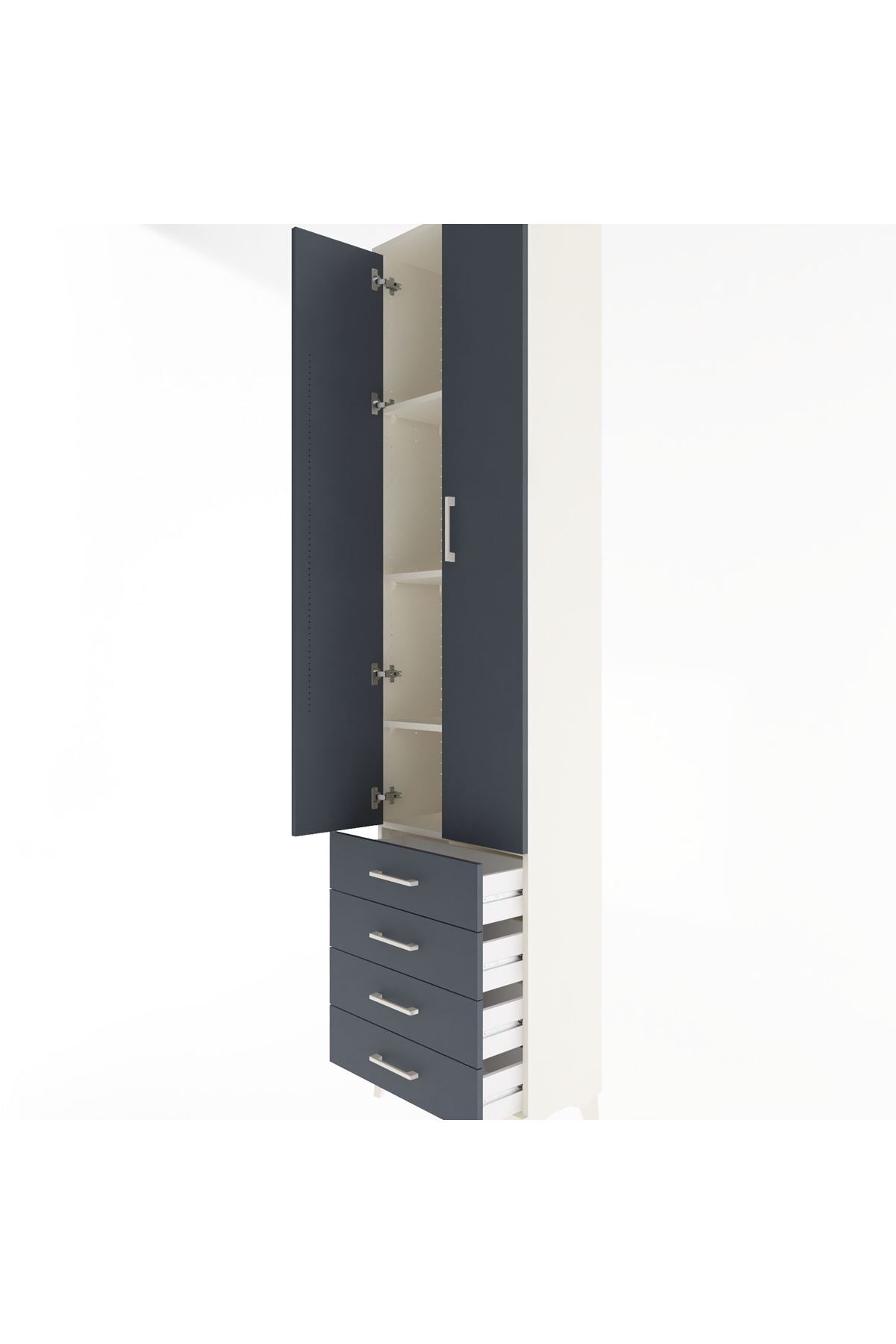 Arges Dolap 4 Raflı 4 Çekmeceli 2 Kapaklı 60x30x243 - S32M085V2A