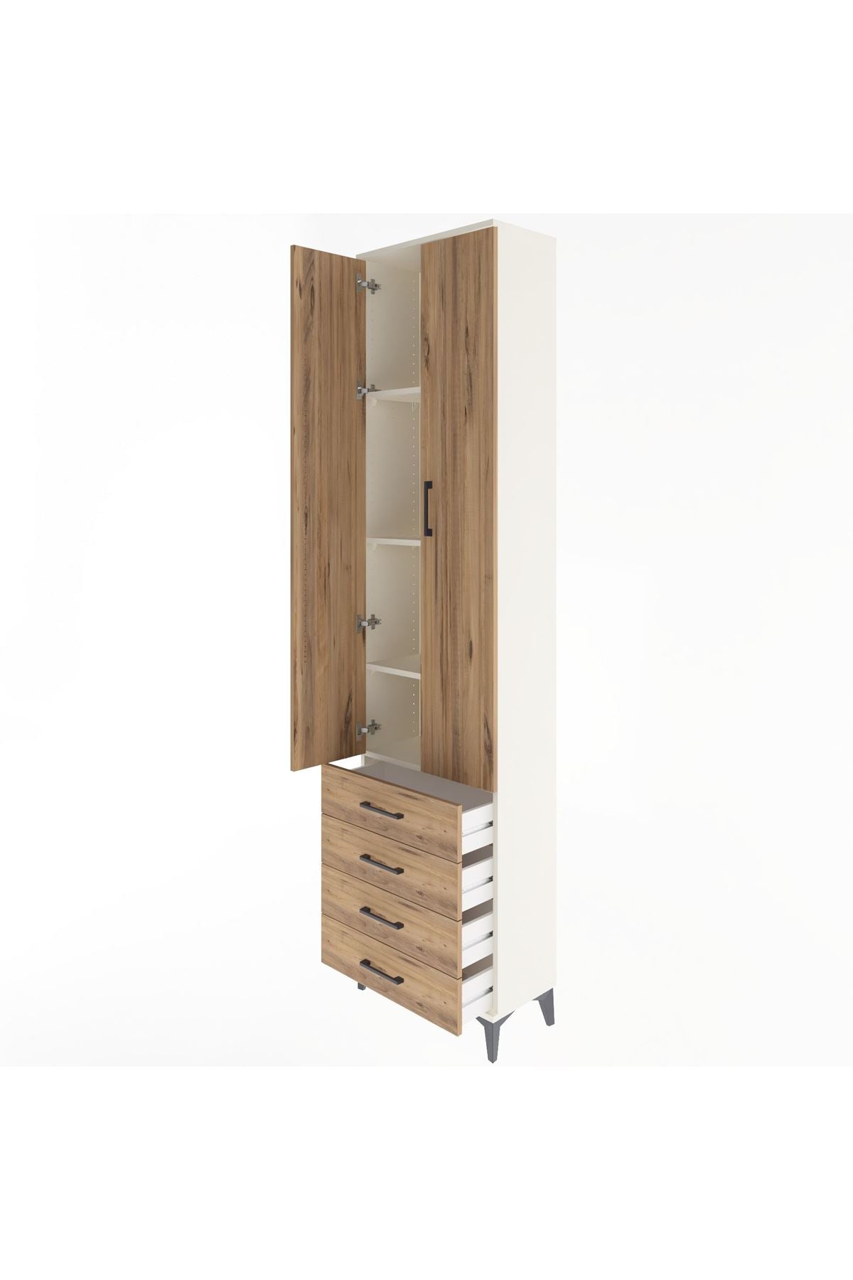 Arges Dolap 4 Raflı 4 Çekmeceli 2 Kapaklı 60x30x243 - S32M085V3A