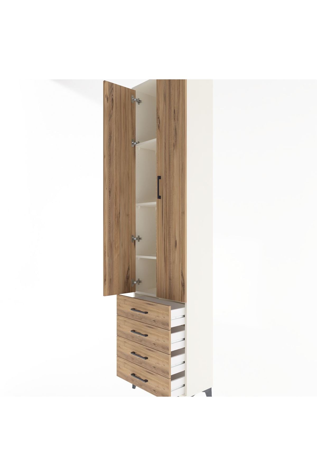 Arges Dolap 4 Raflı 4 Çekmeceli 2 Kapaklı 60x30x243 - S32M085V3A