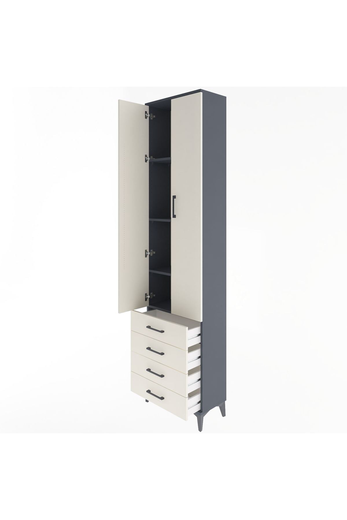 Arges Dolap 4 Raflı 4 Çekmeceli 2 Kapaklı 60x30x243 - S32M085V4A