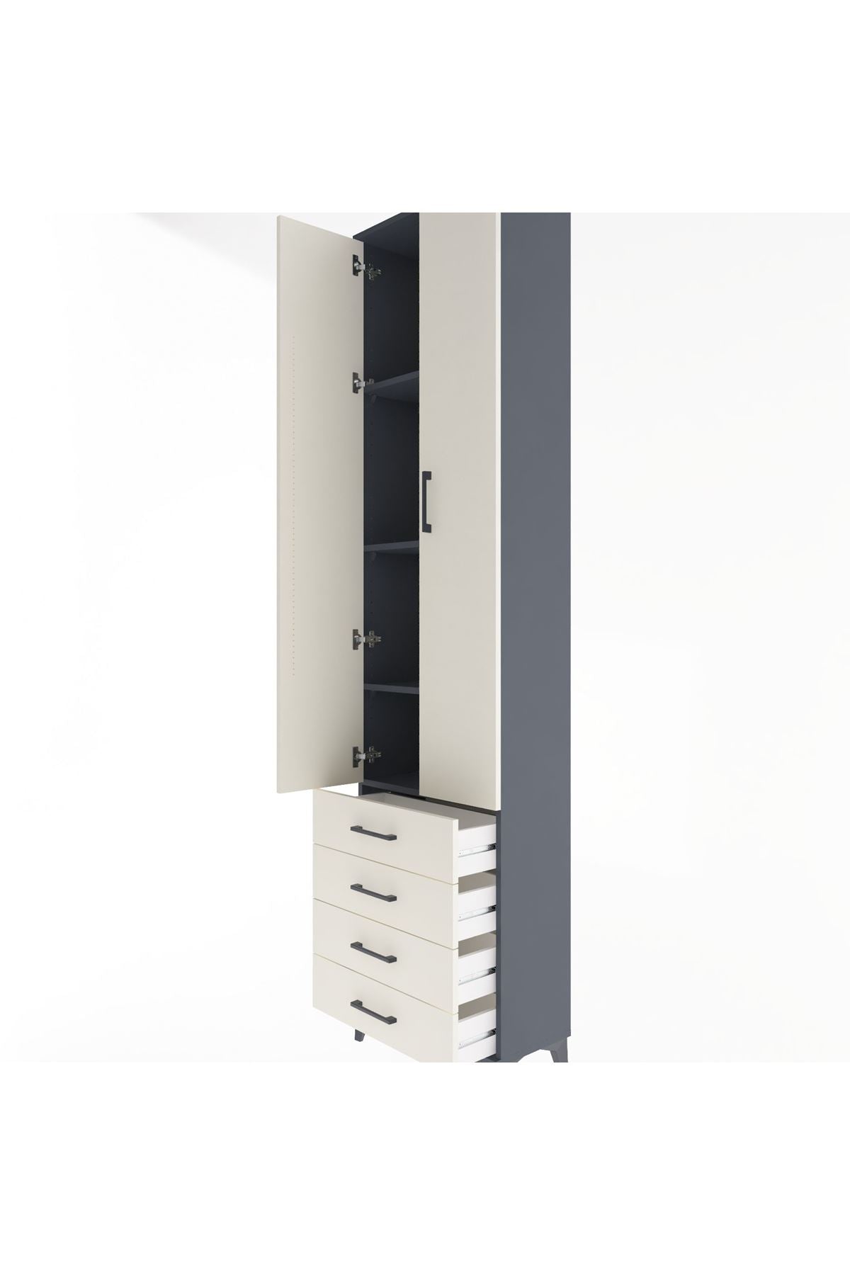 Arges Dolap 4 Raflı 4 Çekmeceli 2 Kapaklı 60x30x243 - S32M085V4A
