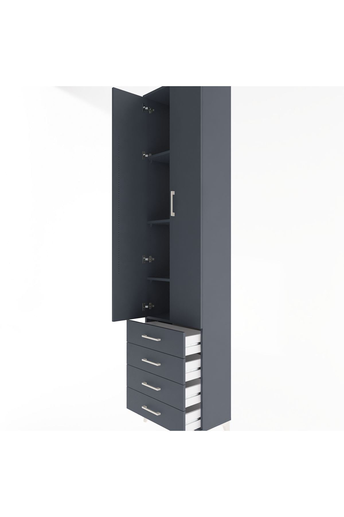 Arges Dolap 4 Raflı 4 Çekmeceli 2 Kapaklı 60x30x243 - S32M085V5A
