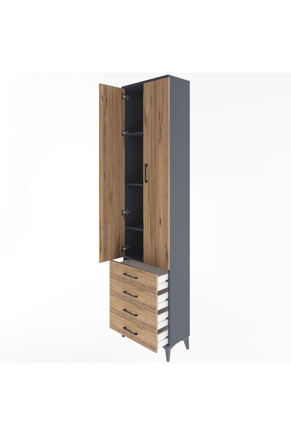 Arges Dolap 4 Raflı 4 Çekmeceli 2 Kapaklı 60x30x243 - S32M085V6A