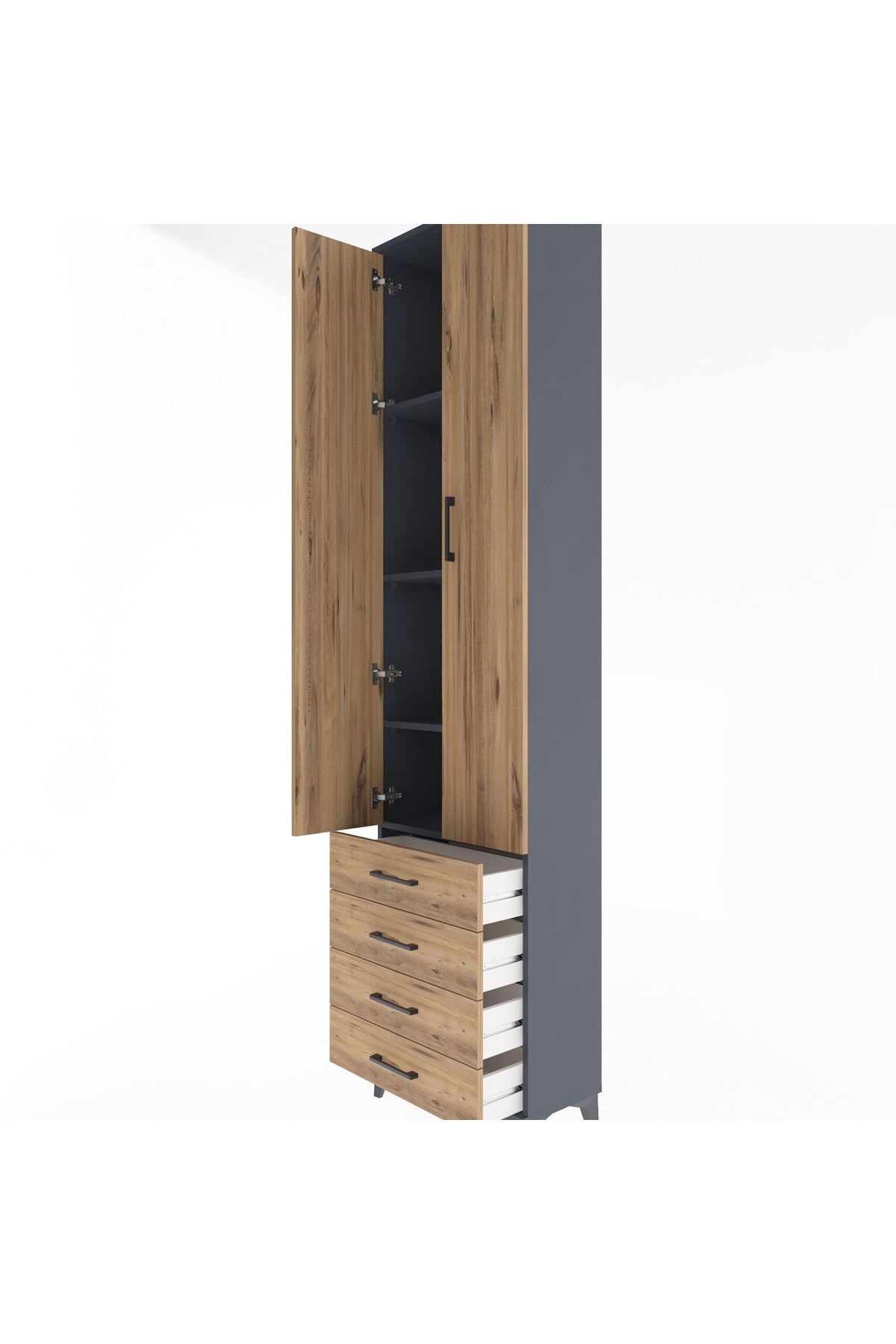 Arges Dolap 4 Raflı 4 Çekmeceli 2 Kapaklı 60x30x243 - S32M085V6A