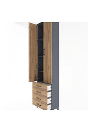 Arges Dolap 4 Raflı 4 Çekmeceli 2 Kapaklı 60x30x243 - S32M085V6A