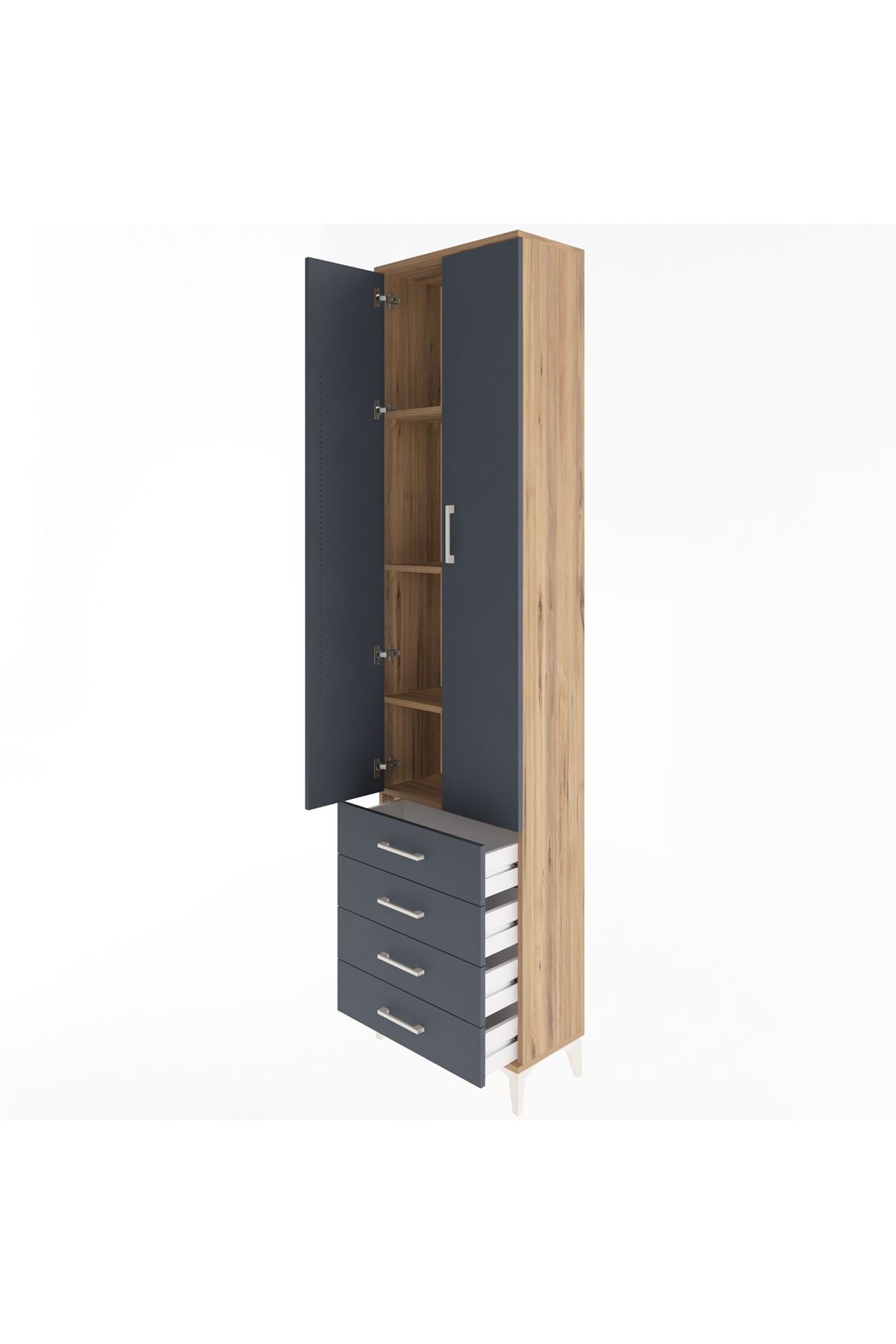 Arges Dolap 4 Raflı 4 Çekmeceli 2 Kapaklı 60x30x243 - S32M085V8A