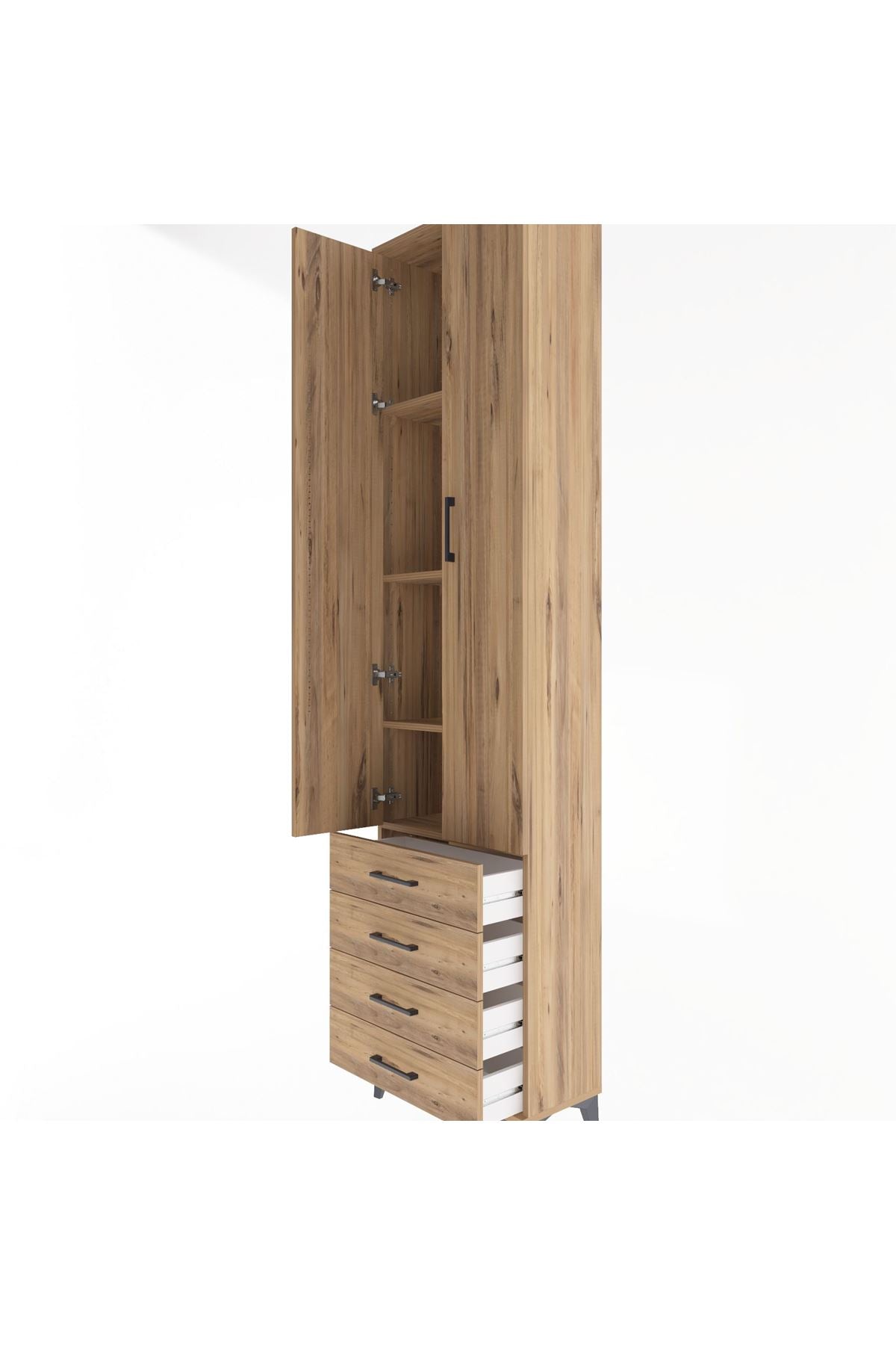 Arges Dolap 4 Raflı 4 Çekmeceli 2 Kapaklı 60x30x243 - S32M085V9A