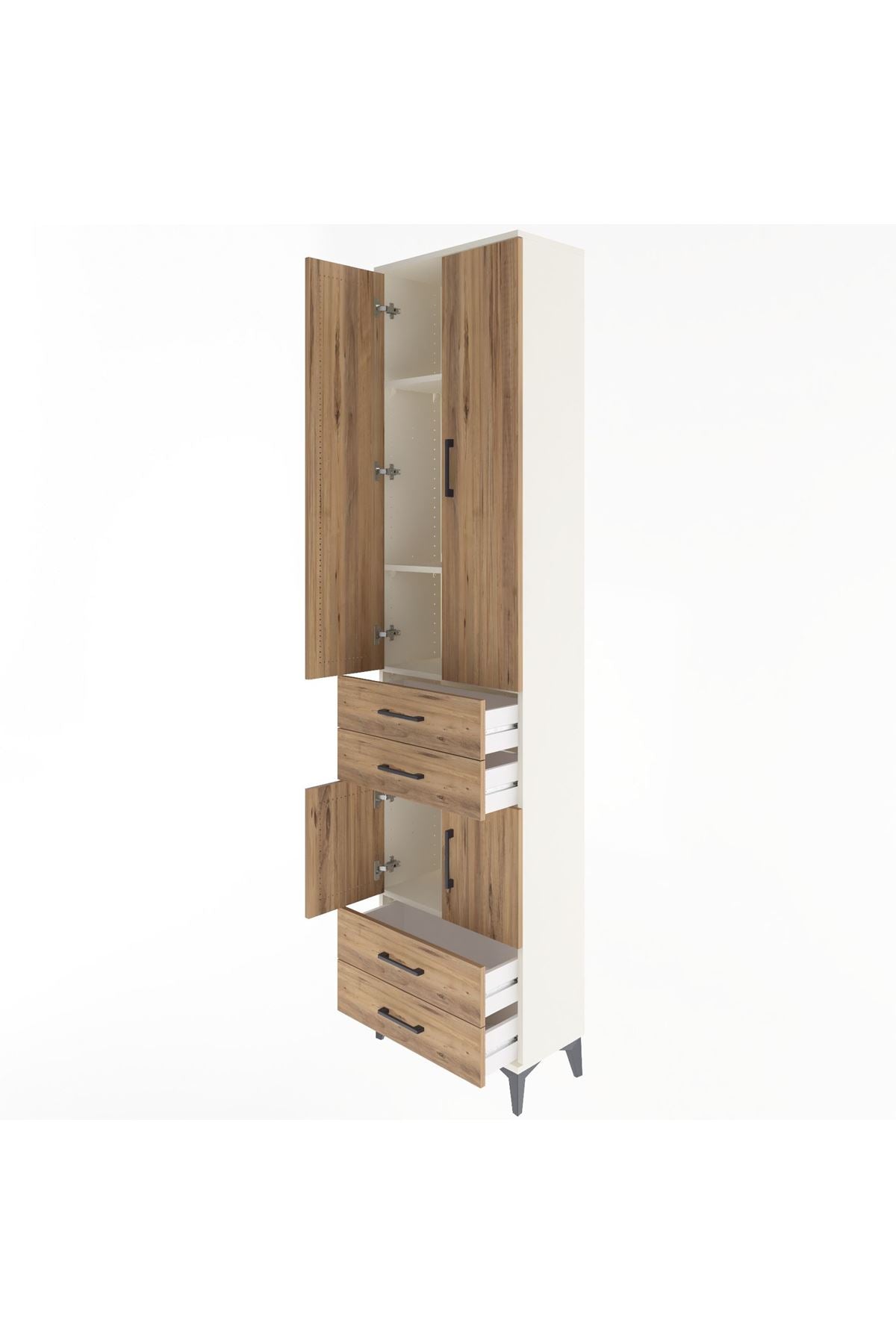 Arges Dolap 4 Raflı 4 Çekmeceli 4 Kapaklı 60x30x243 - S32M086V3A