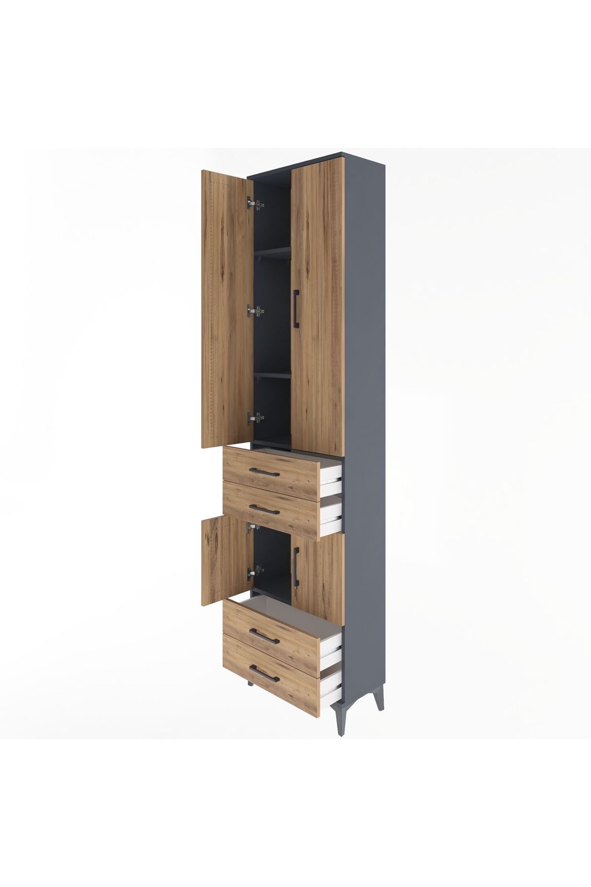 Arges Dolap 4 Raflı 4 Çekmeceli 4 Kapaklı 60x30x243 - S32M086V6A