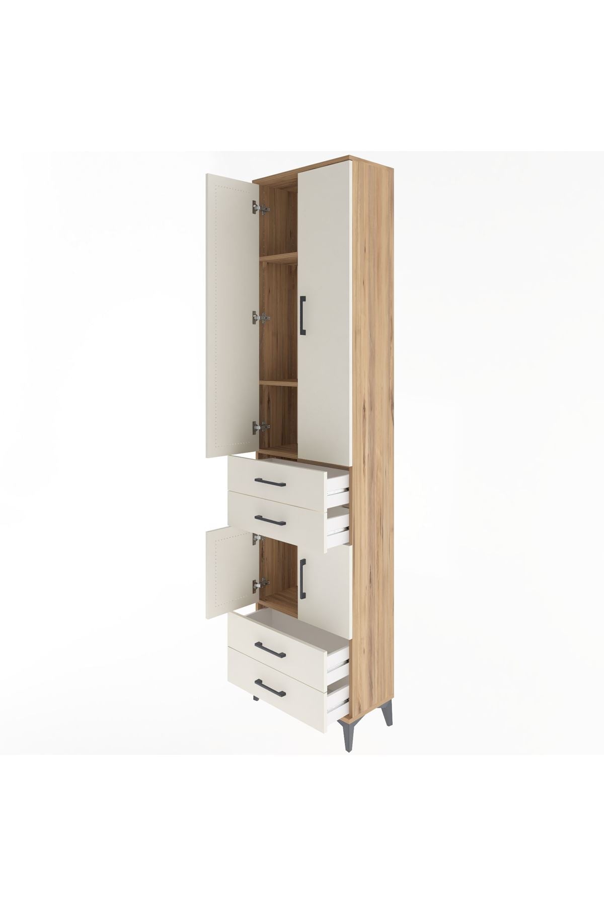 Arges Dolap 4 Raflı 4 Çekmeceli 4 Kapaklı 60x30x243 - S32M086V7A
