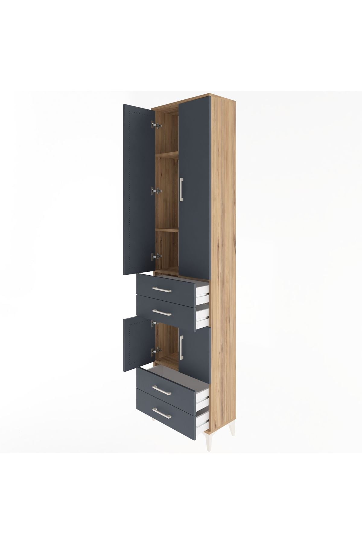 Arges Dolap 4 Raflı 4 Çekmeceli 4 Kapaklı 60x30x243 - S32M086V8A