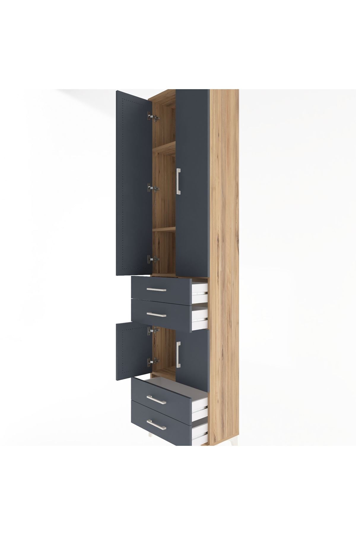 Arges Dolap 4 Raflı 4 Çekmeceli 4 Kapaklı 60x30x243 - S32M086V8A