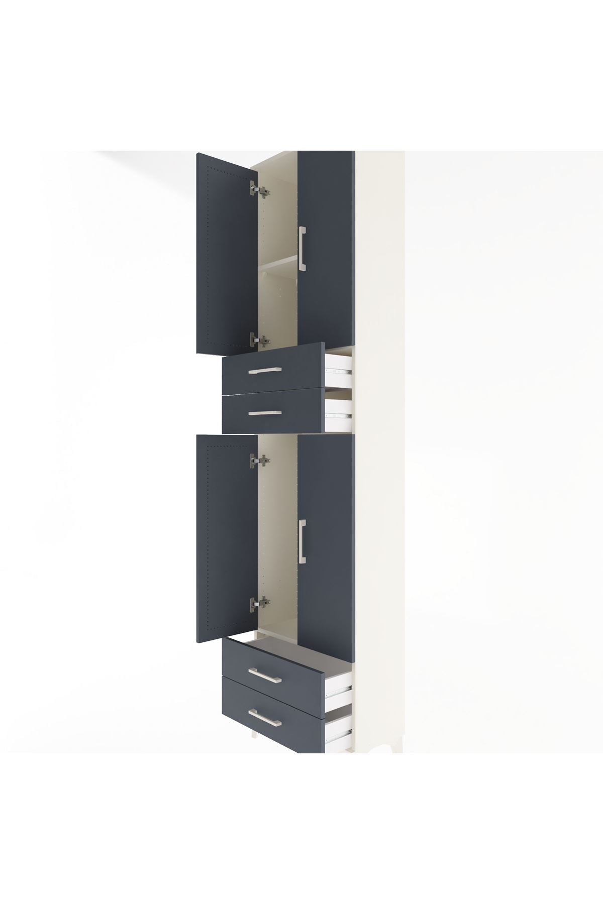 Arges Dolap 3 Raflı 4 Çekmeceli 4 Kapaklı 60x30x243 - S32M087V2A