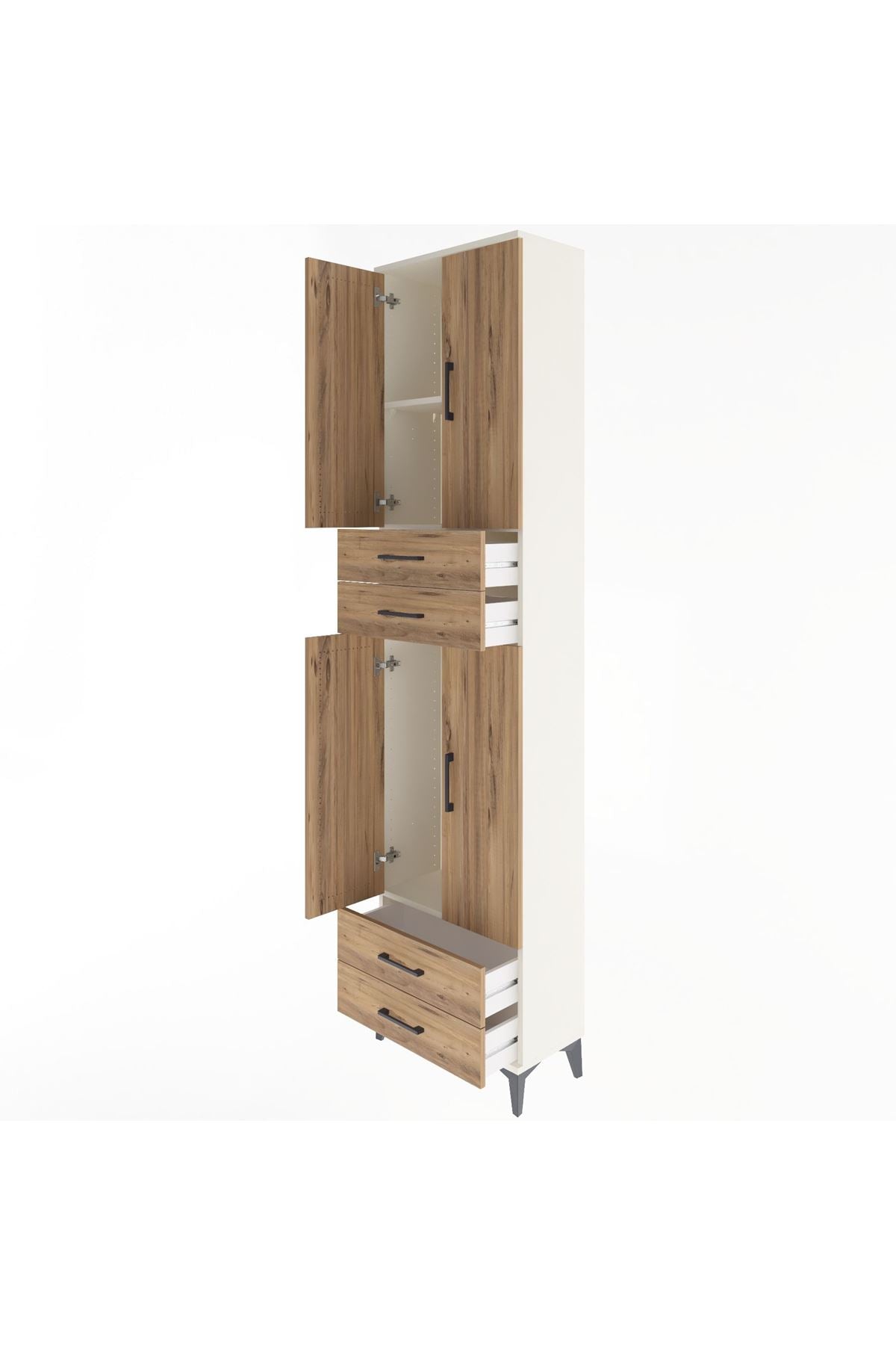 Arges Dolap 3 Raflı 4 Çekmeceli 4 Kapaklı 60x30x243 - S32M087V3A