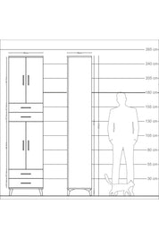 Arges Dolap 3 Raflı 4 Çekmeceli 4 Kapaklı 60x30x243 - S32M087V6A