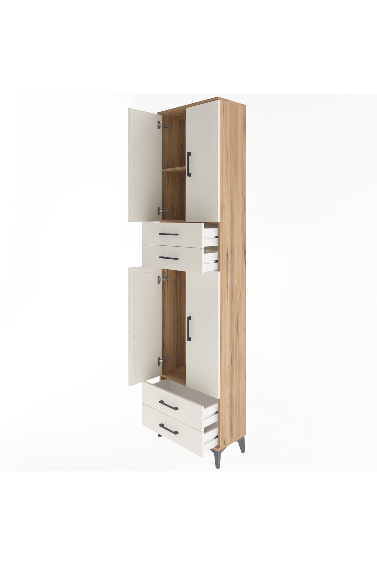 Arges Dolap 3 Raflı 4 Çekmeceli 4 Kapaklı 60x30x243 - S32M087V7A