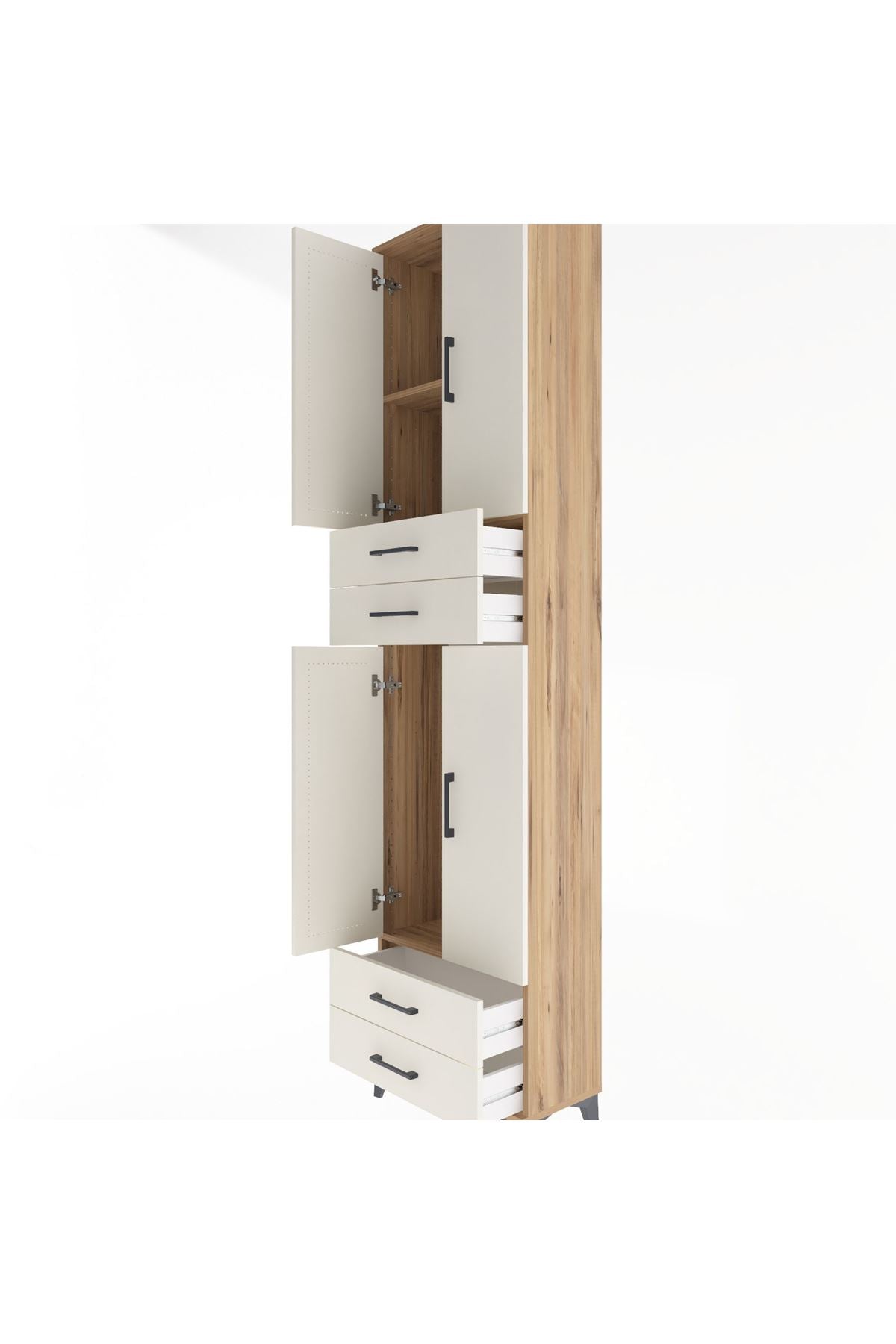 Arges Dolap 3 Raflı 4 Çekmeceli 4 Kapaklı 60x30x243 - S32M087V7A