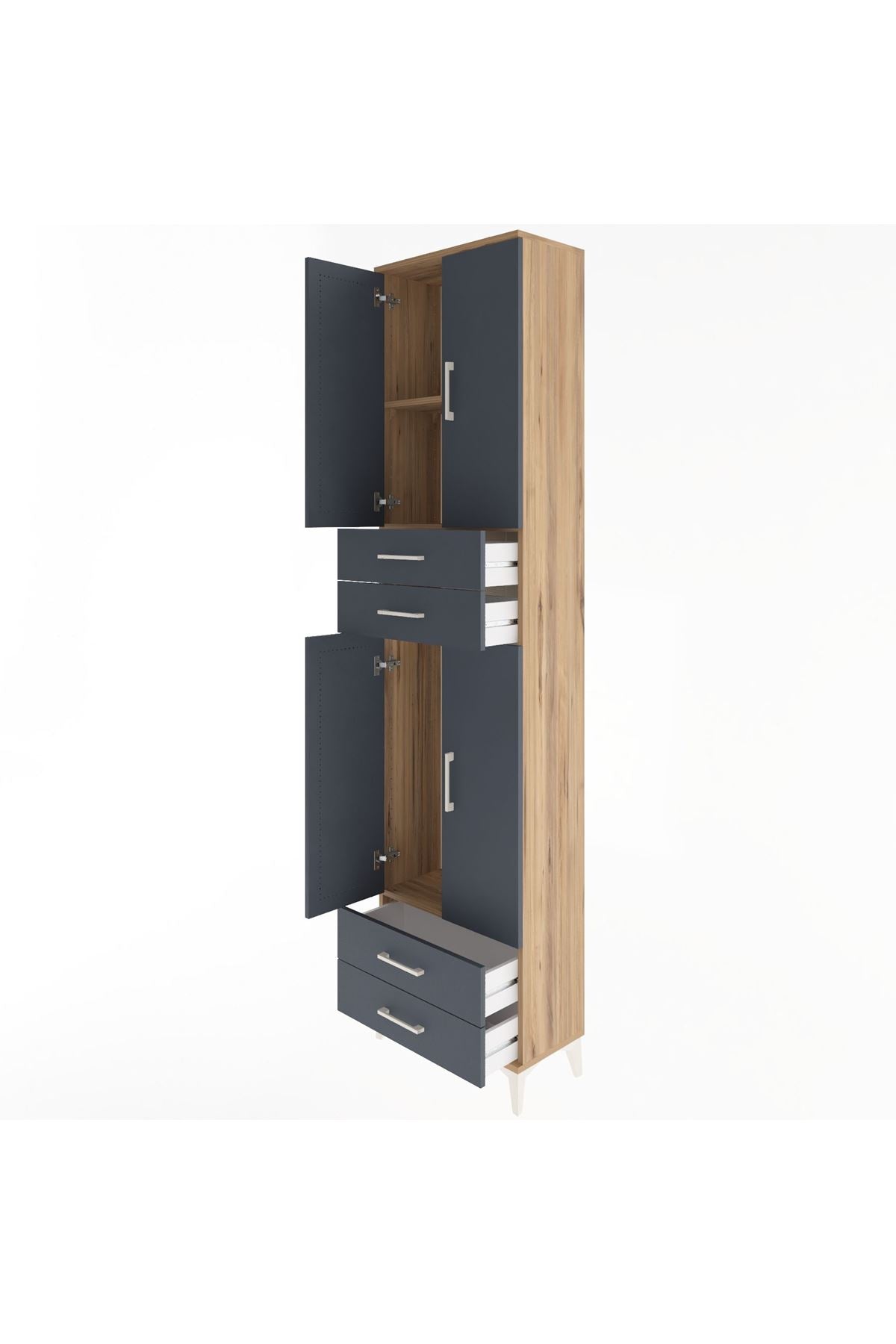 Arges Dolap 3 Raflı 4 Çekmeceli 4 Kapaklı 60x30x243 - S32M087V8A