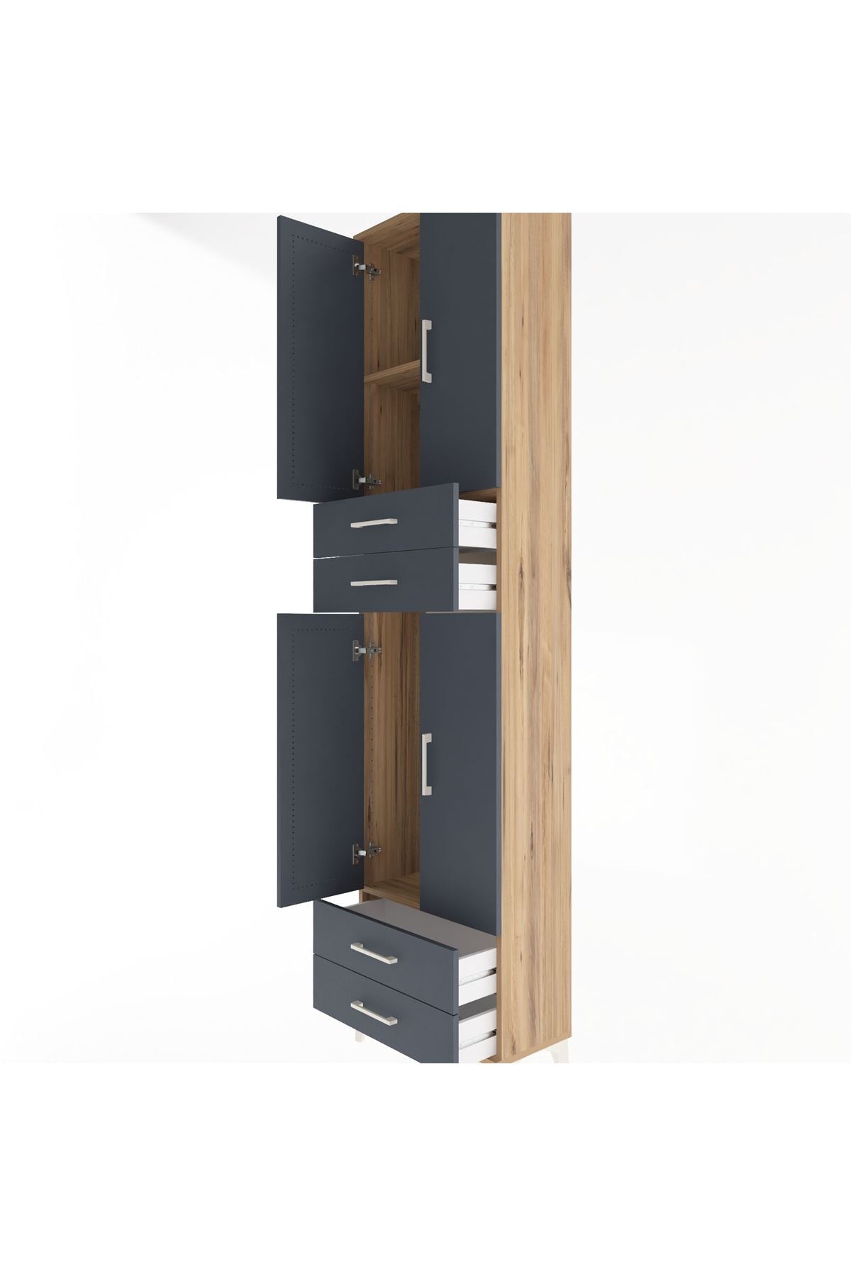 Arges Dolap 3 Raflı 4 Çekmeceli 4 Kapaklı 60x30x243 - S32M087V8A