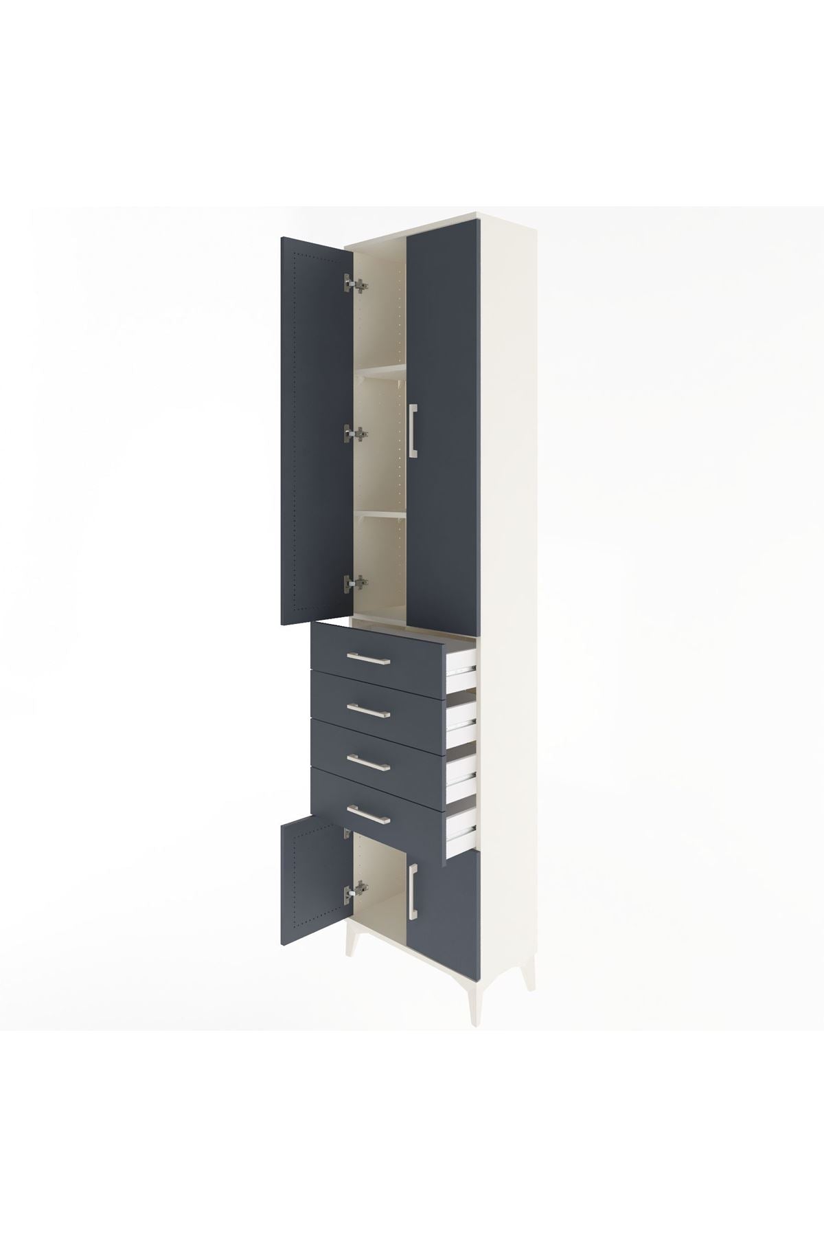 Arges Dolap 3 Raflı 4 Çekmeceli 4 Kapaklı 60x30x243 - S32M088V2A