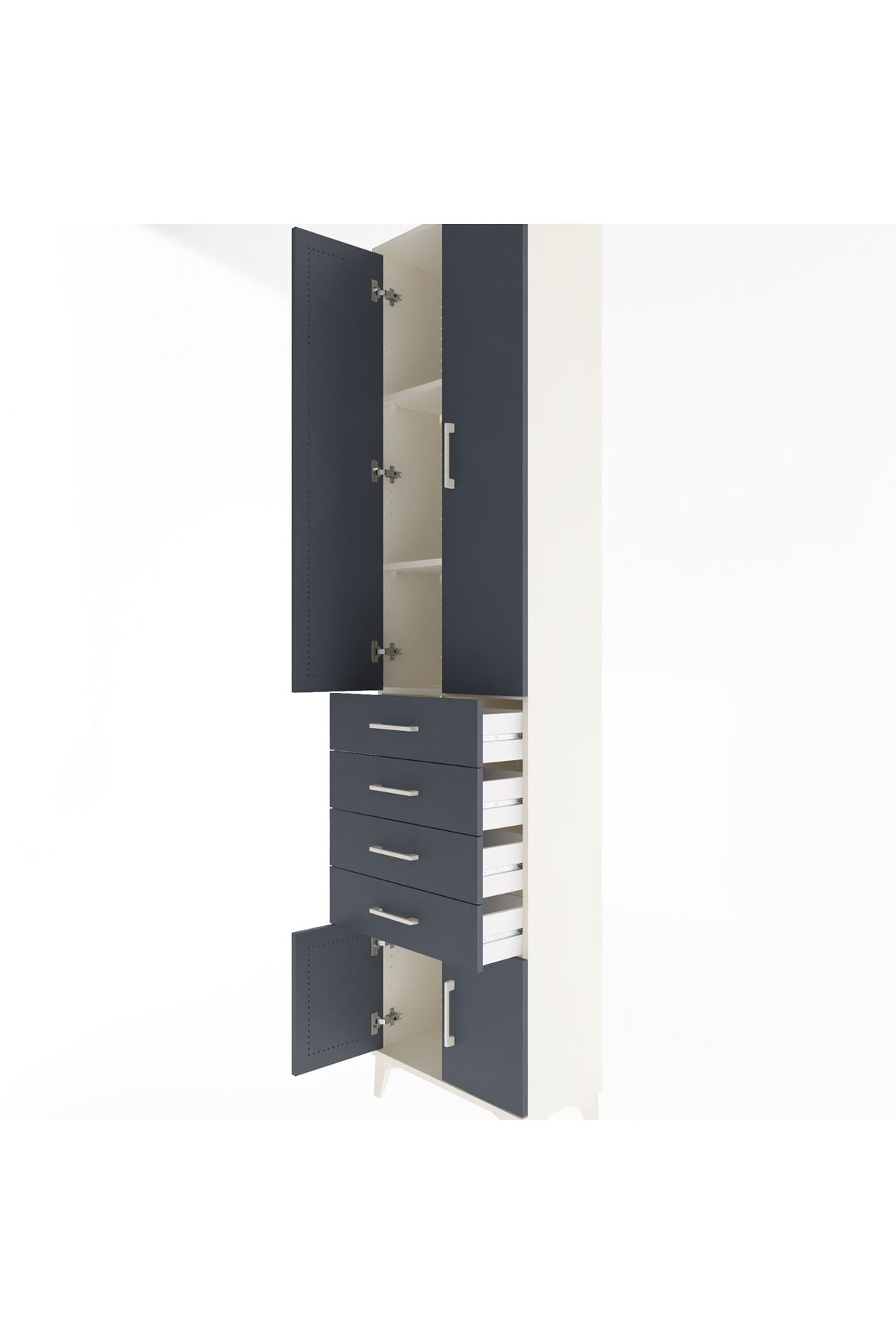 Arges Dolap 3 Raflı 4 Çekmeceli 4 Kapaklı 60x30x243 - S32M088V2A