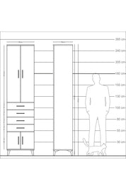 Arges Dolap 3 Raflı 4 Çekmeceli 4 Kapaklı 60x30x243 - S32M088V3A