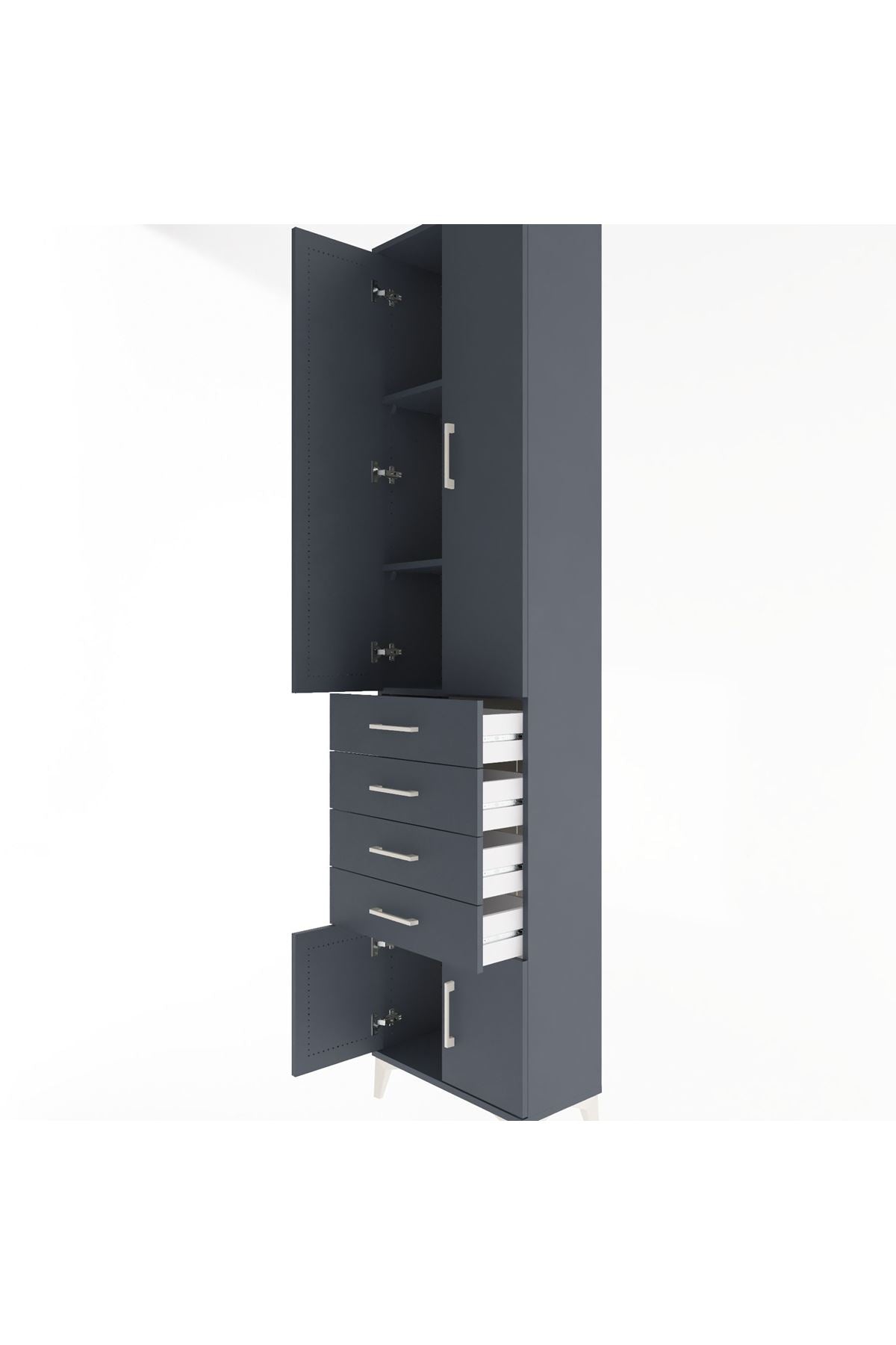 Arges Dolap 3 Raflı 4 Çekmeceli 4 Kapaklı 60x30x243 - S32M088V5A