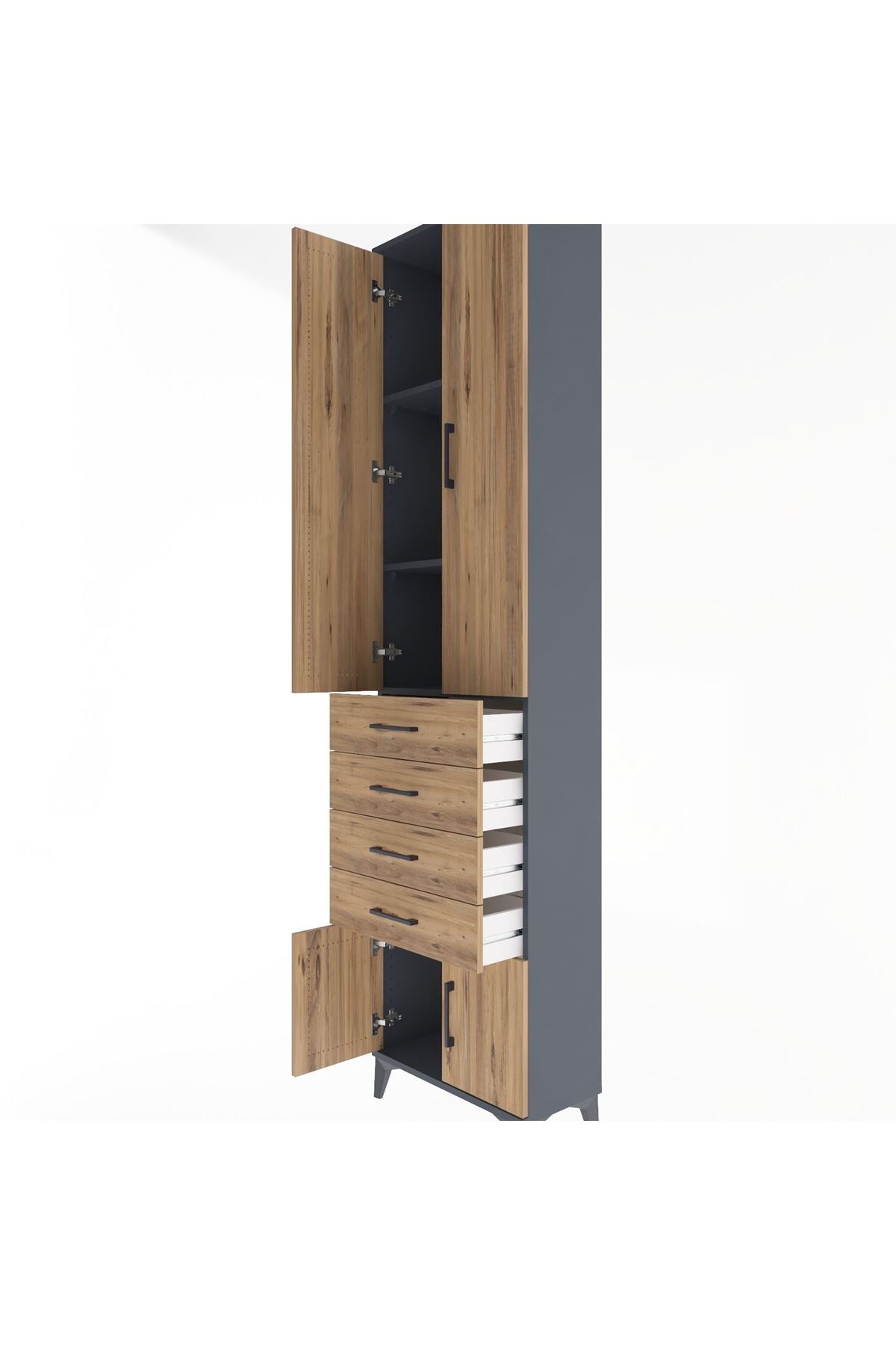 Arges Dolap 3 Raflı 4 Çekmeceli 4 Kapaklı 60x30x243 - S32M088V6A