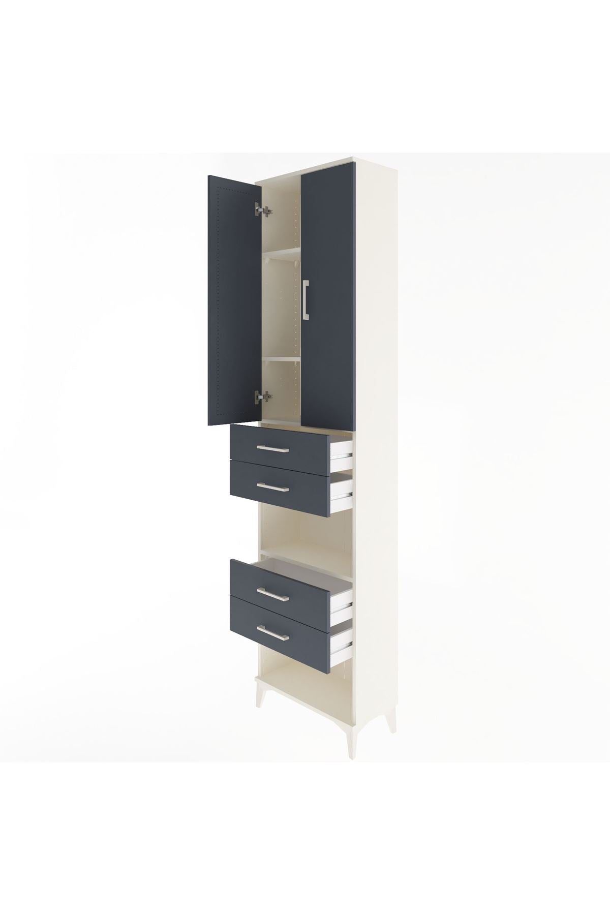 Arges Dolap 4 Raflı 4 Çekmeceli 2 Kapaklı 60x30x243 - S32M089V2A