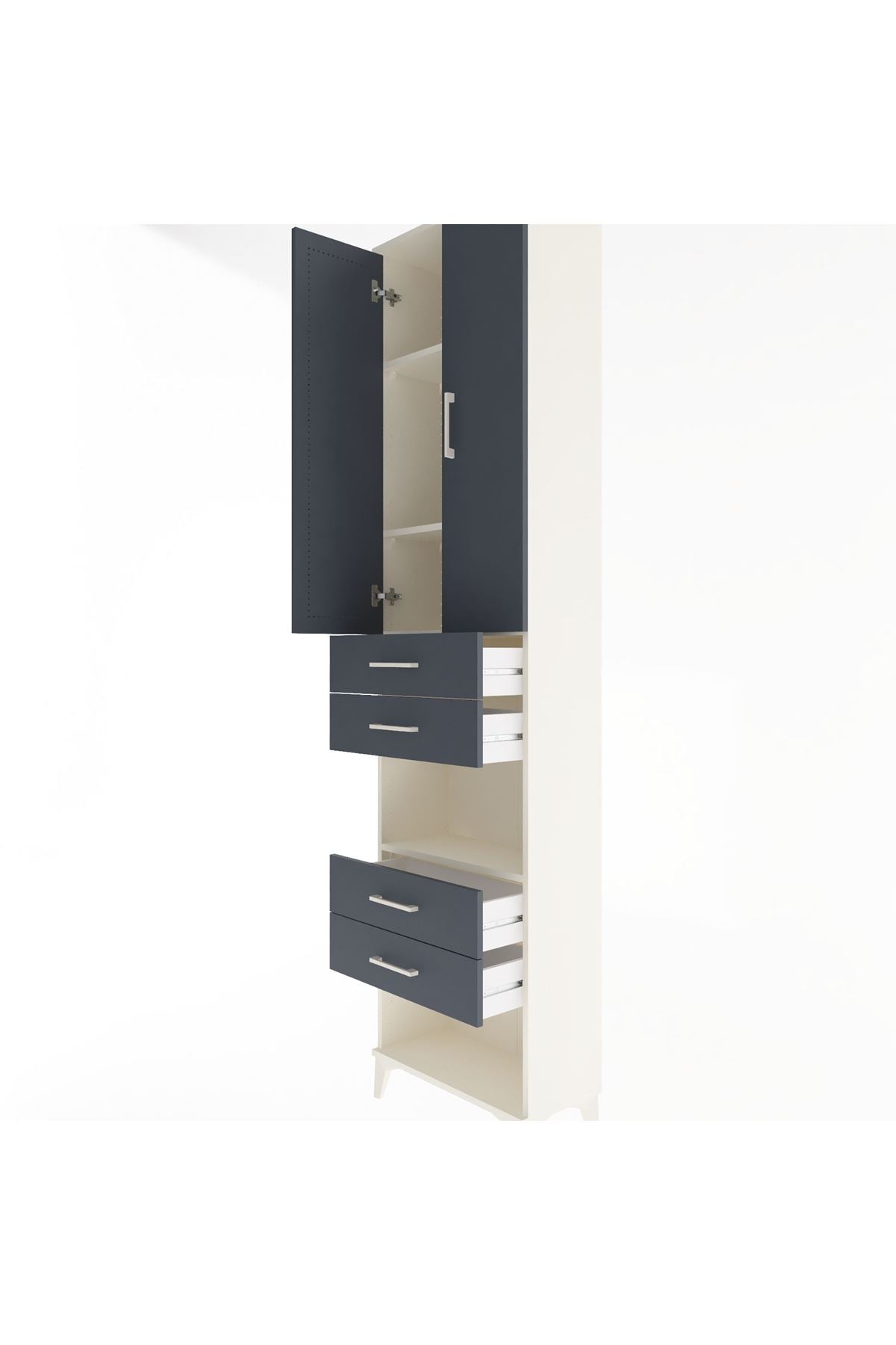 Arges Dolap 4 Raflı 4 Çekmeceli 2 Kapaklı 60x30x243 - S32M089V2A