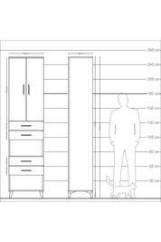 Arges Dolap 4 Raflı 4 Çekmeceli 2 Kapaklı 60x30x243 - S32M089V2A